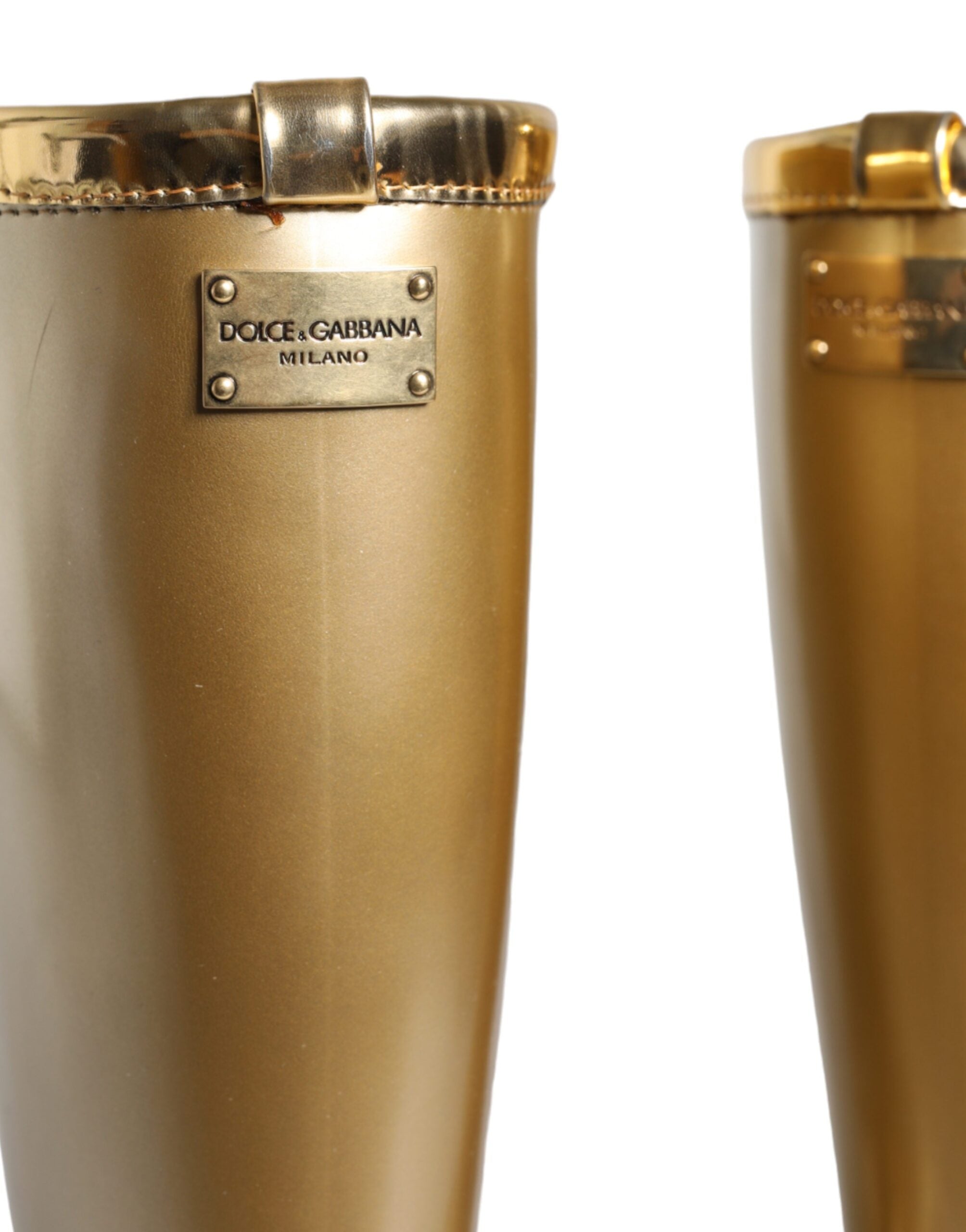 Dolce & Gabbana Metallic Gold Rubber PVC Rain Boots Shoes -   -  Dolce & Gabbana.