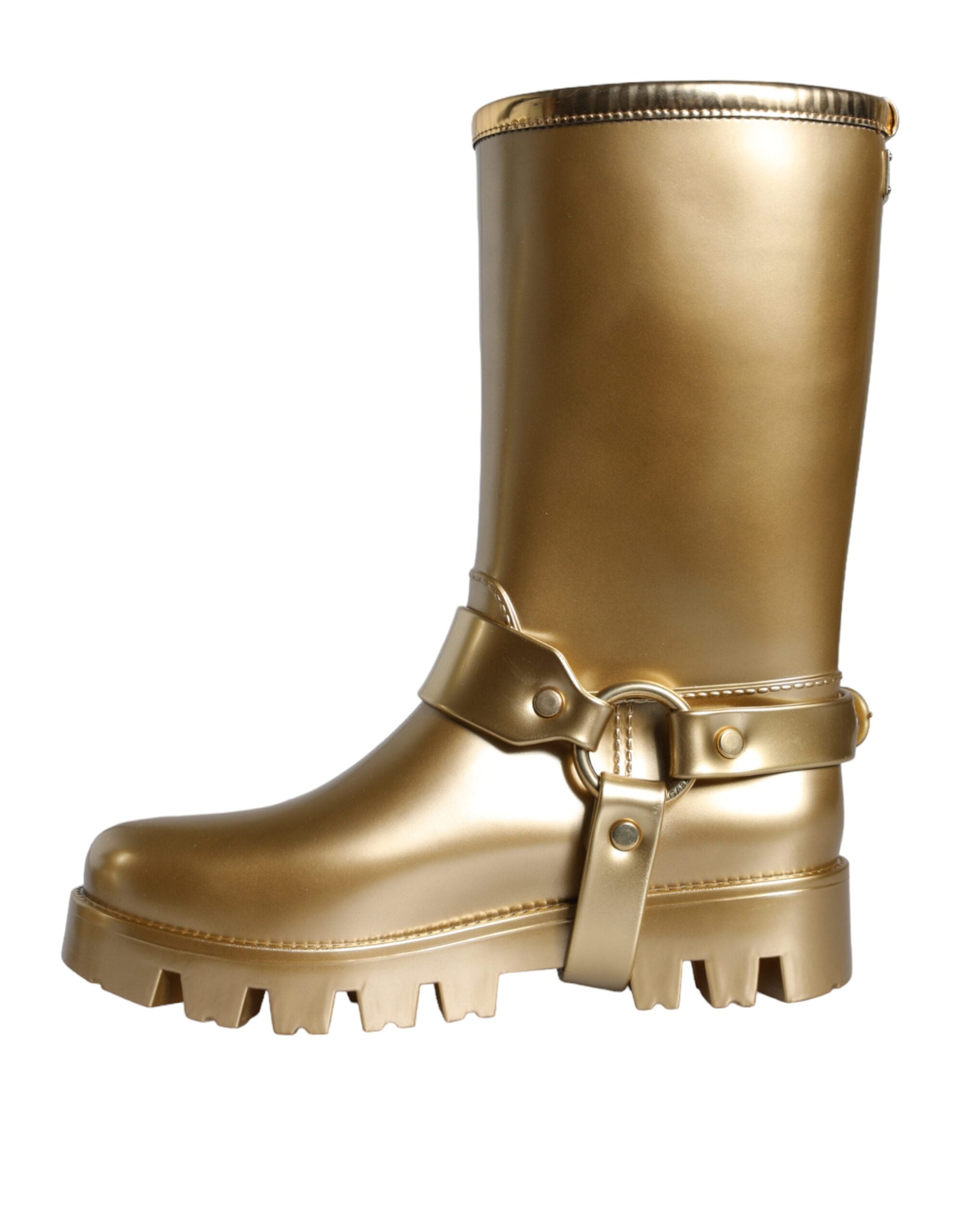 Dolce & Gabbana Metallic Gold Rubber PVC Rain Boots Shoes -   -  Dolce & Gabbana.