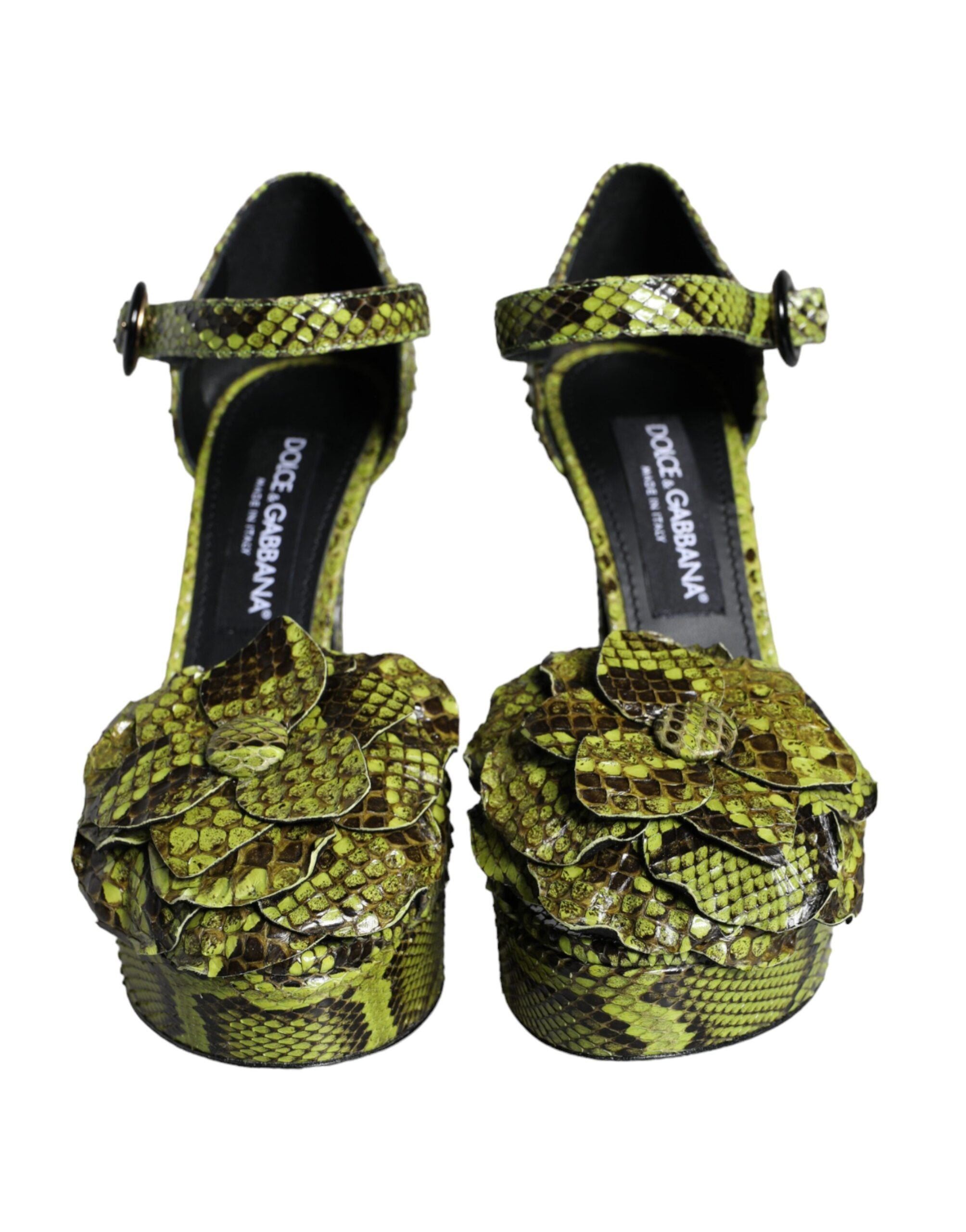 Dolce & Gabbana Green Exotic Leather Ankle Strap Heels Sandals Shoes -   -  Dolce & Gabbana.