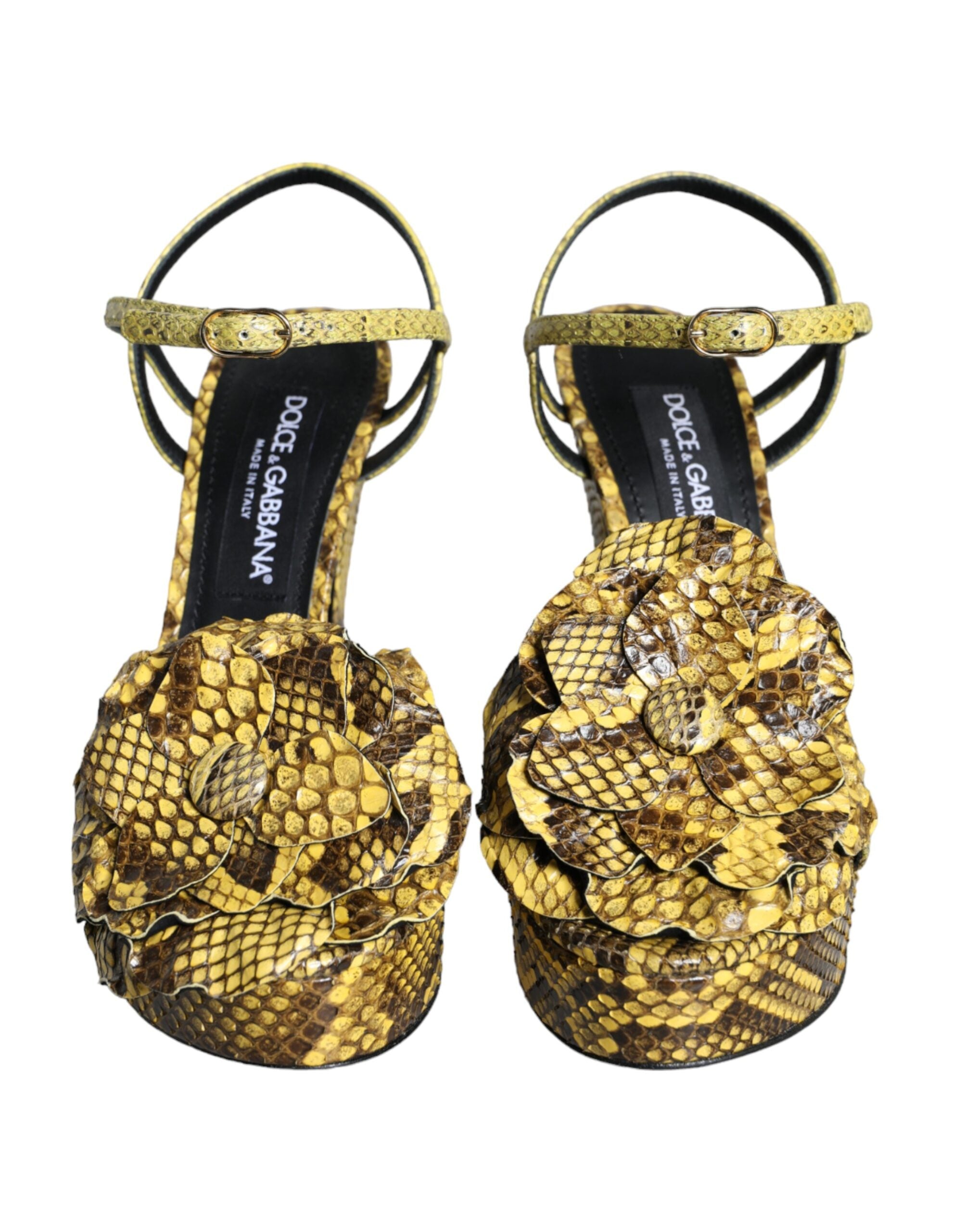 Dolce & Gabbana Yellow Exotic Leather Ankle Strap Heels Sandals Shoes -   -  Dolce & Gabbana.