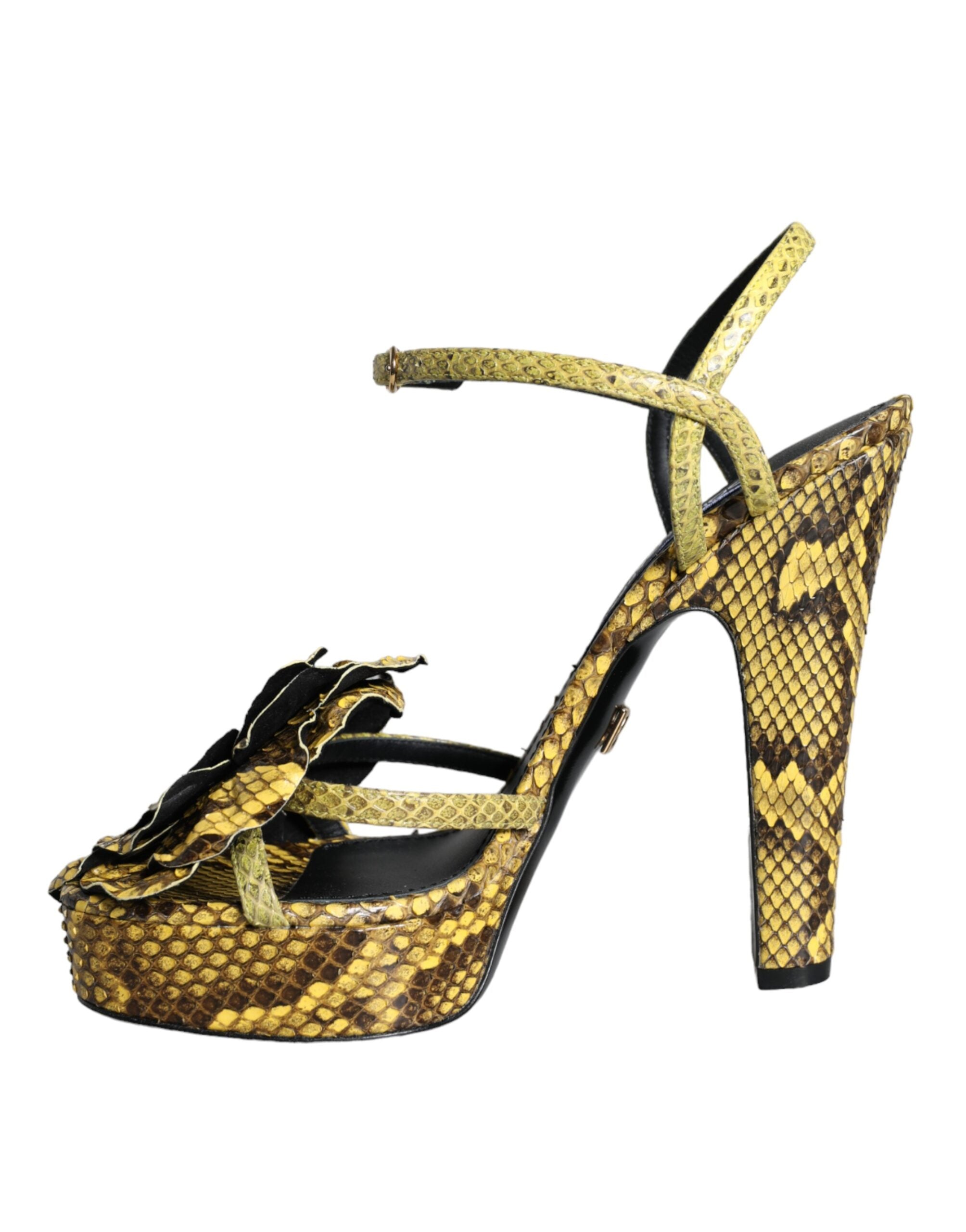 Dolce & Gabbana Yellow Exotic Leather Ankle Strap Heels Sandals Shoes -   -  Dolce & Gabbana.