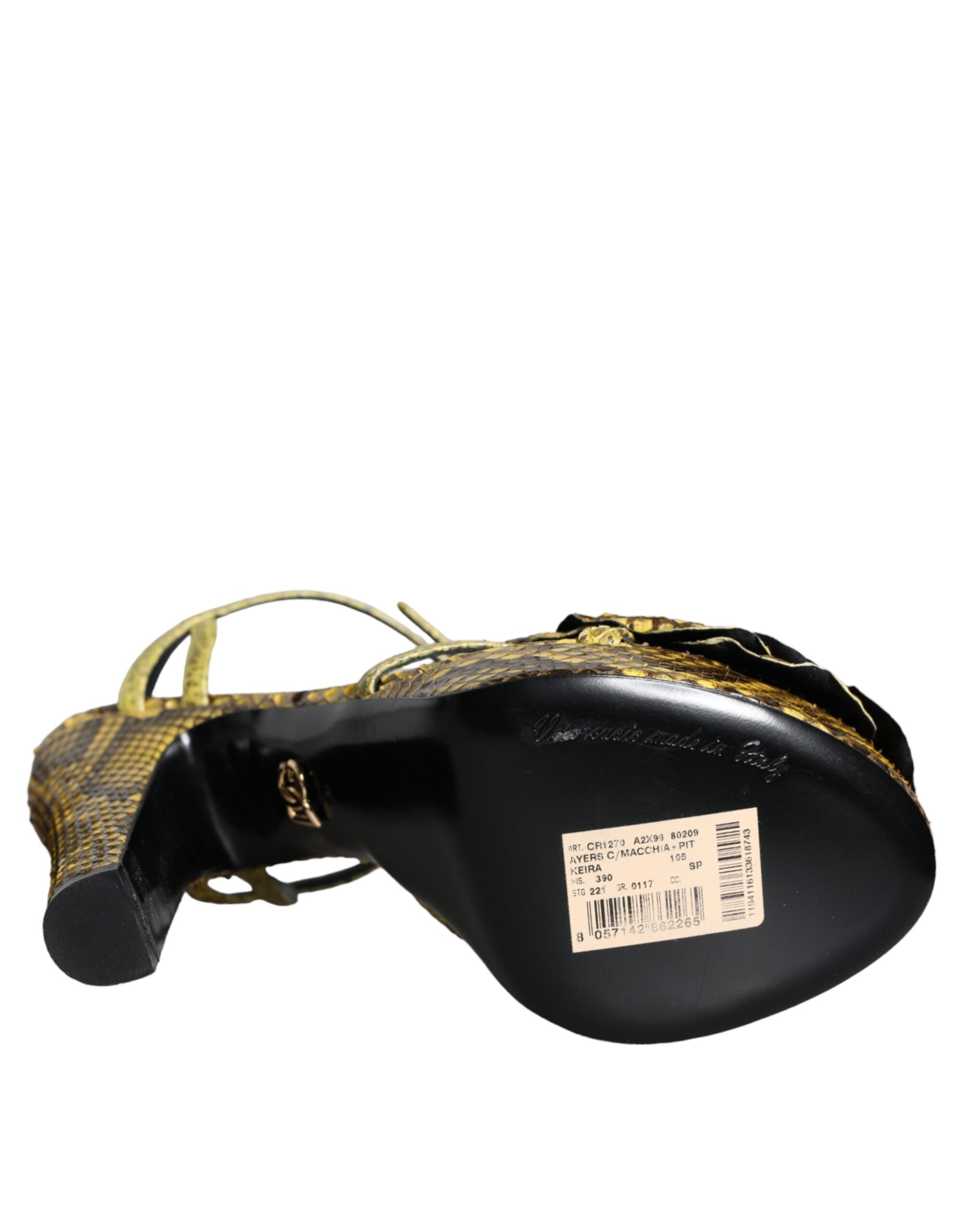 Dolce & Gabbana Yellow Exotic Leather Ankle Strap Heels Sandals Shoes -   -  Dolce & Gabbana.