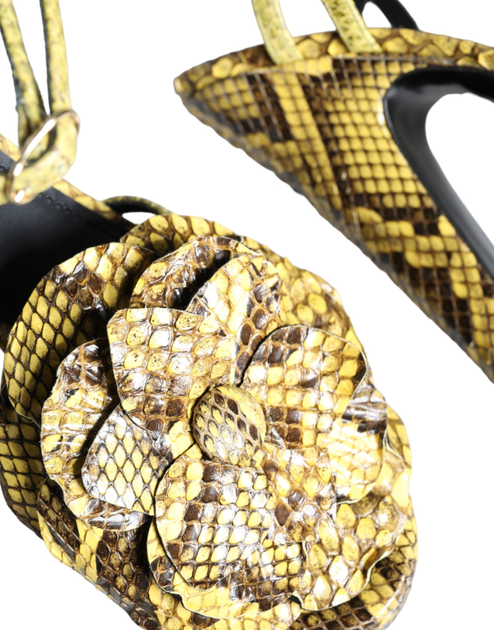Dolce & Gabbana Yellow Exotic Leather Ankle Strap Heels Sandals Shoes -   -  Dolce & Gabbana.