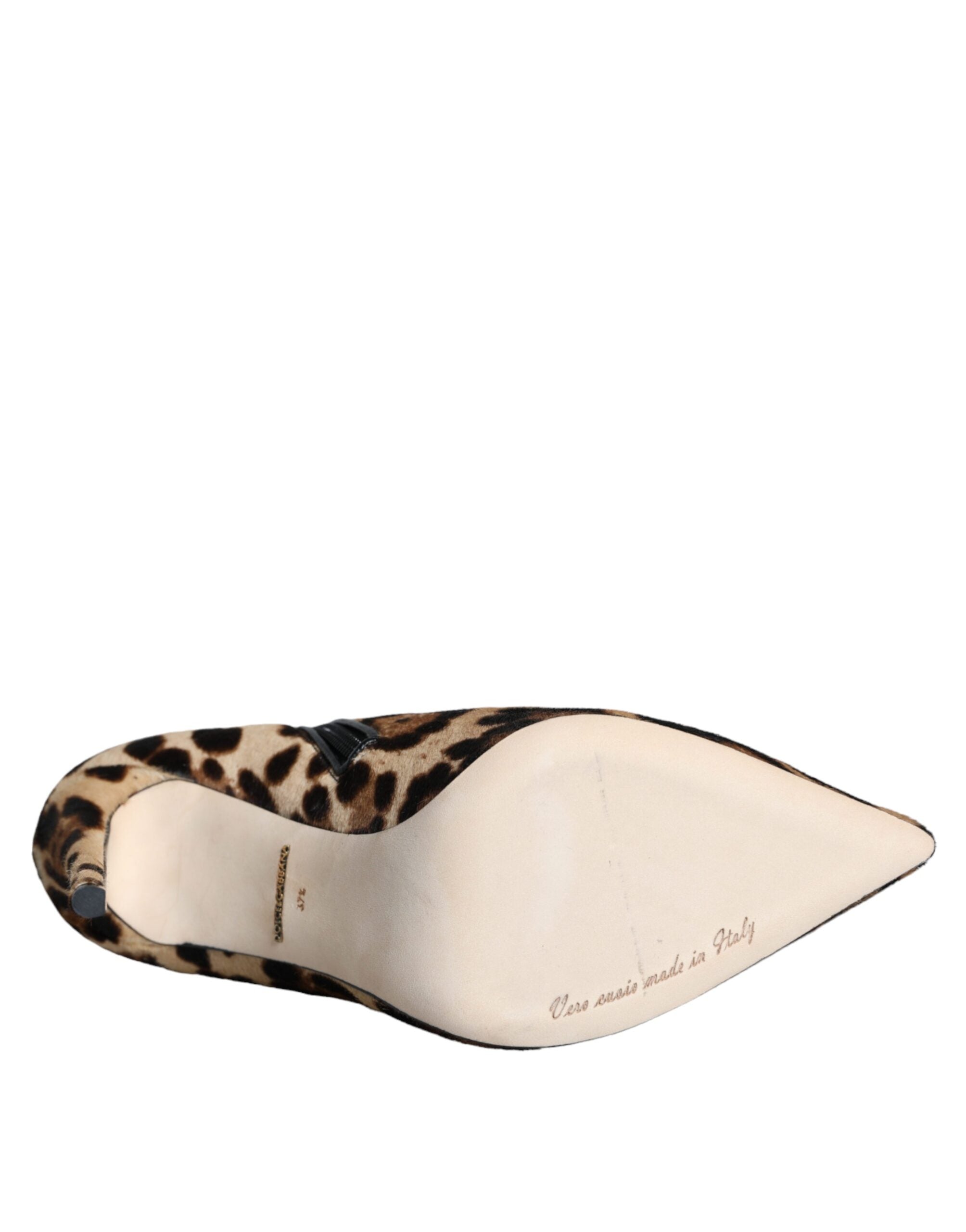 Dolce & Gabbana Brown Leopard Calf Fur Heels Ankle Boots Shoes -   -  Dolce & Gabbana.