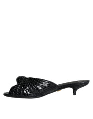 Dolce & Gabbana Black Leather Heels Slides Sandals Shoes -   -  Dolce & Gabbana.