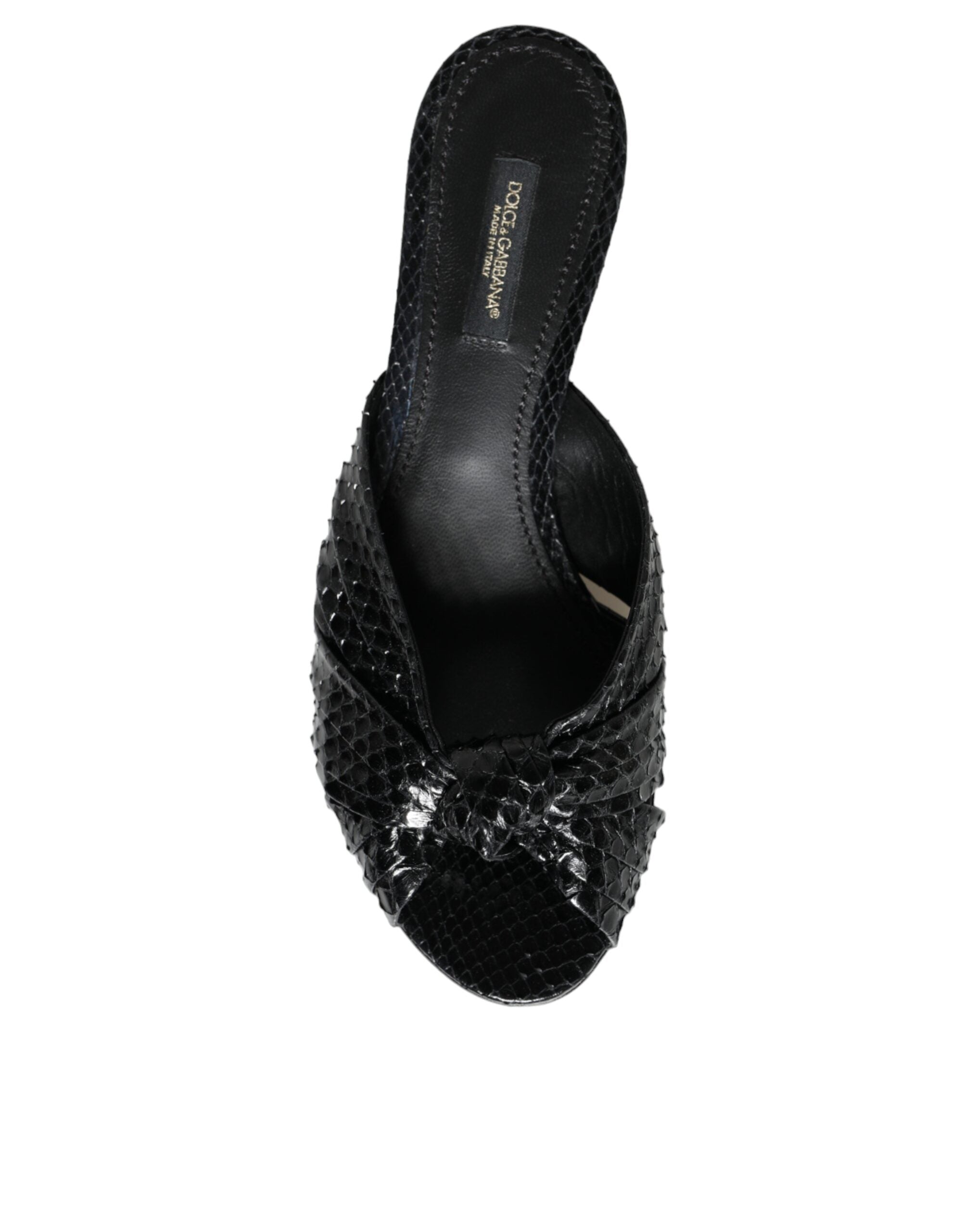 Dolce & Gabbana Black Leather Heels Slides Sandals Shoes -   -  Dolce & Gabbana.