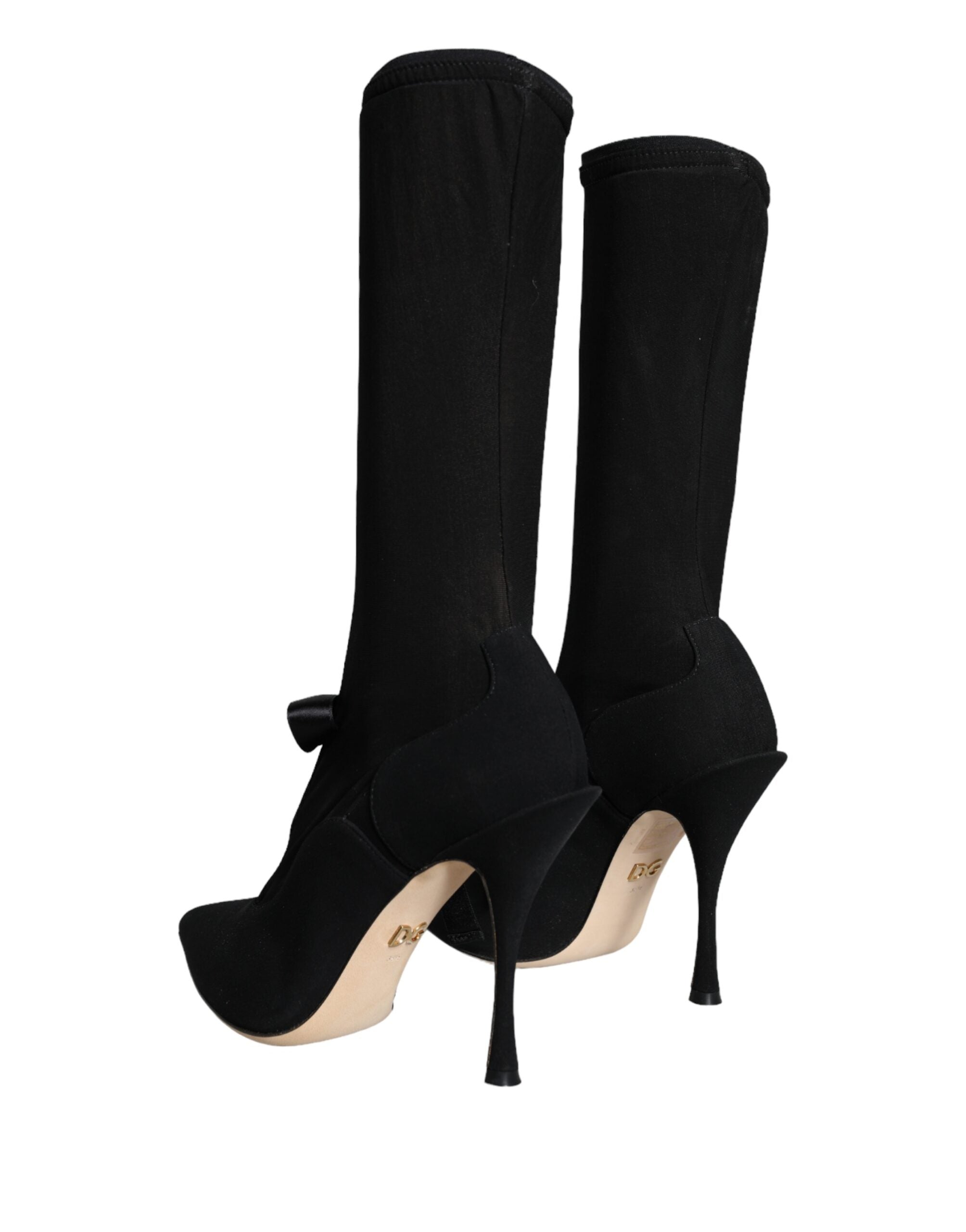 Dolce & Gabbana Black Stiletto Heels Mid Calf Boots Shoes -   -  Dolce & Gabbana.