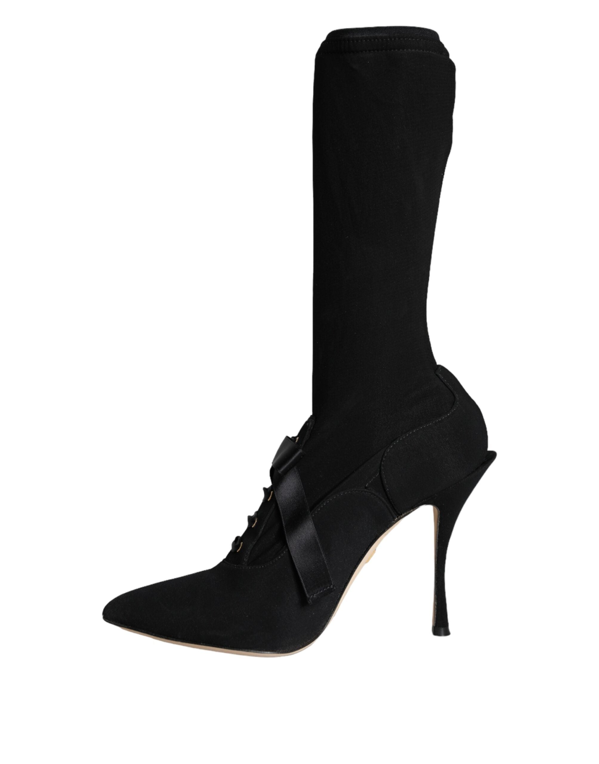 Dolce & Gabbana Black Stiletto Heels Mid Calf Boots Shoes -   -  Dolce & Gabbana.