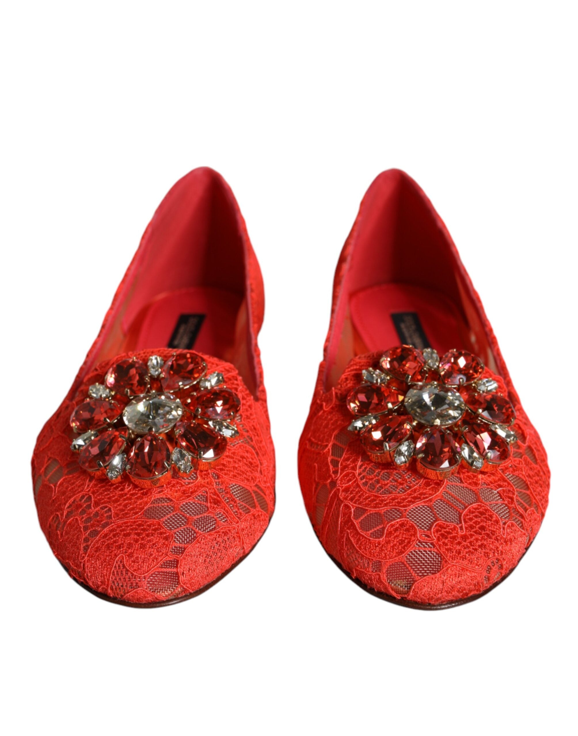 Dolce & Gabbana Coral Lace Crystal Ballet Flats Loafers Shoes -   -  Dolce & Gabbana.