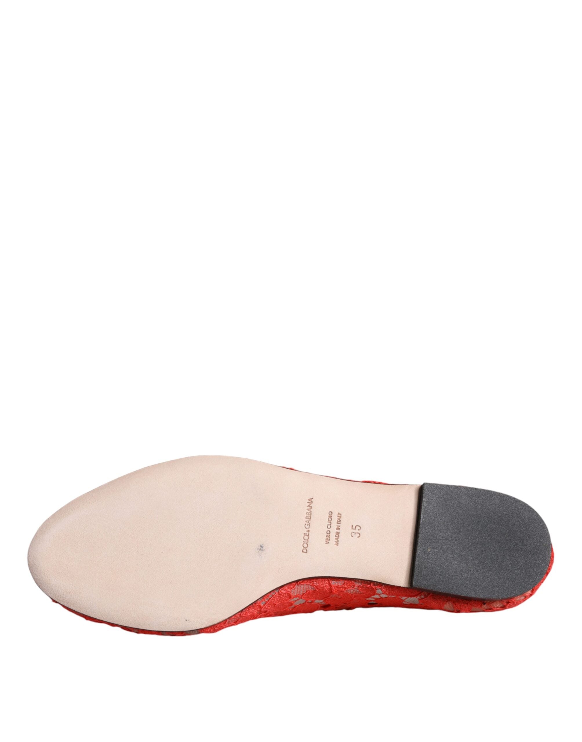 Dolce & Gabbana Coral Lace Crystal Ballet Flats Loafers Shoes -   -  Dolce & Gabbana.