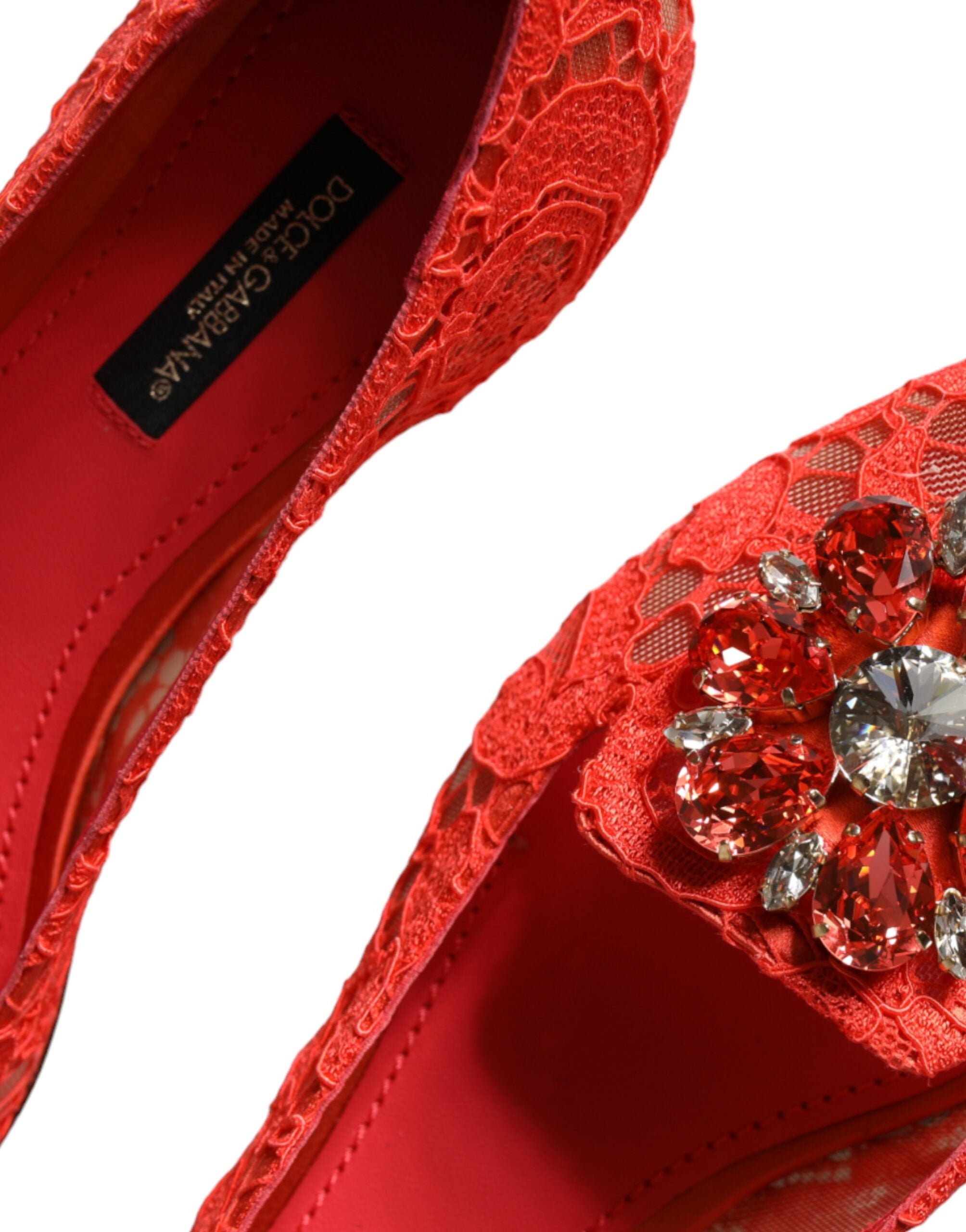Dolce & Gabbana Coral Lace Crystal Ballet Flats Loafers Shoes -   -  Dolce & Gabbana.