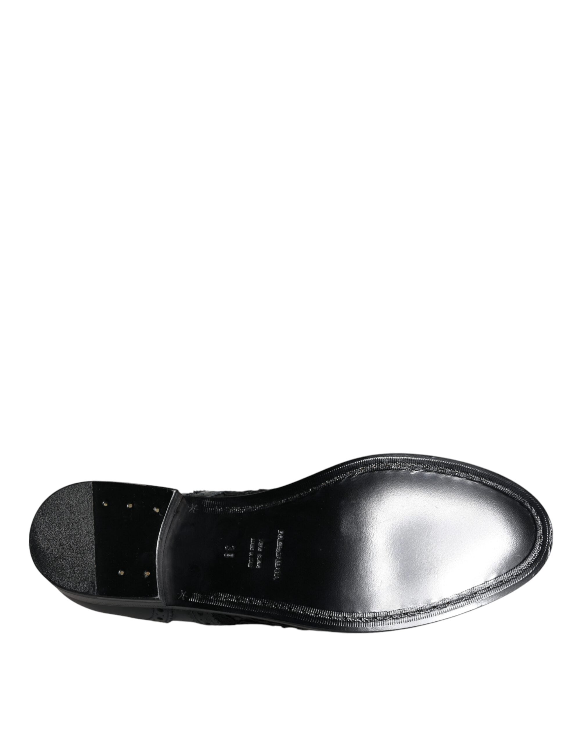 Dolce & Gabbana Black Leather Floral Lace Dress Formal Shoes -   -  Dolce & Gabbana.