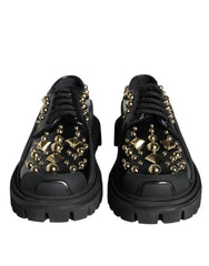 Dolce & Gabbana Black Leather Trekking Derby Embellished Shoes -   -  Dolce & Gabbana.