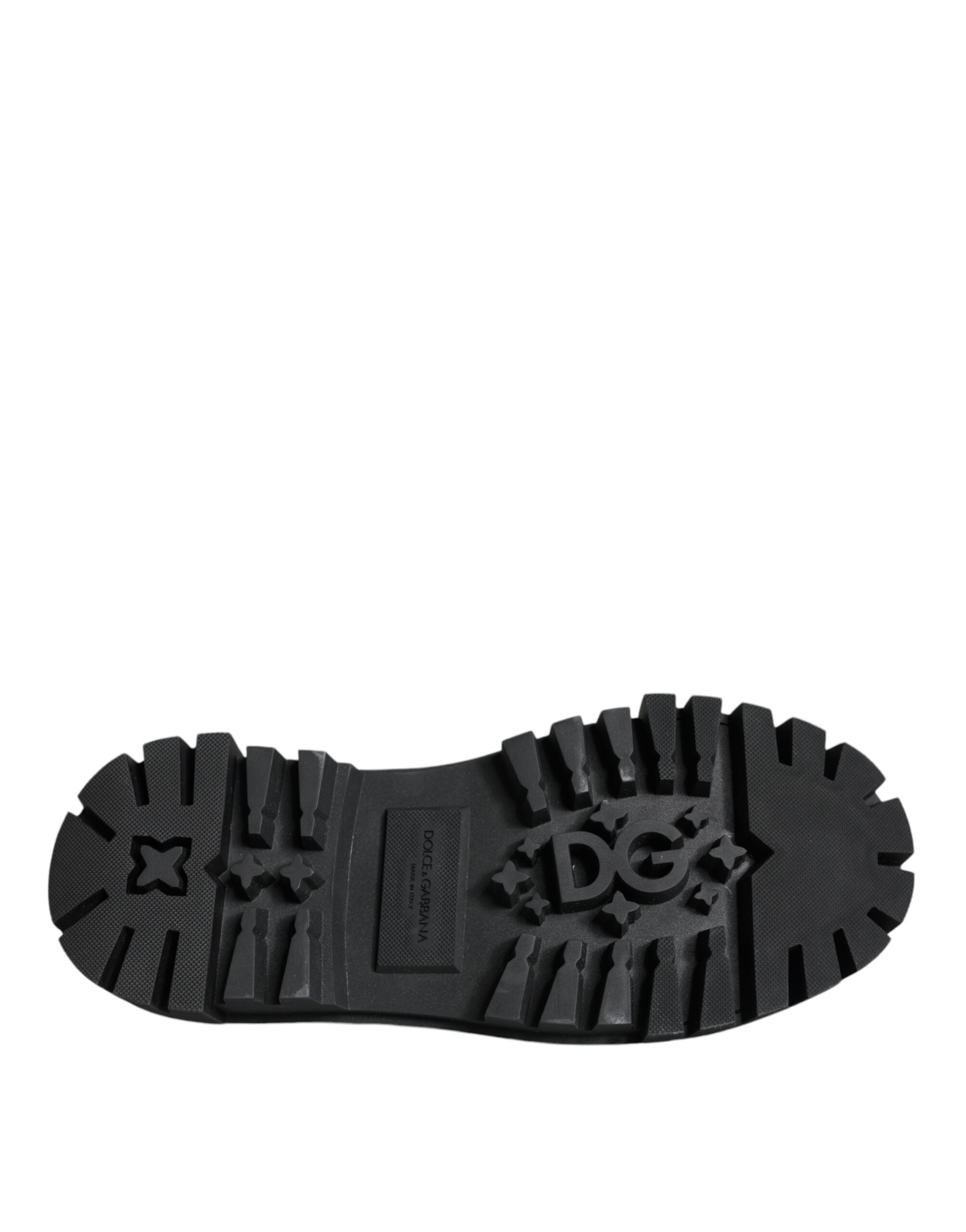 Dolce & Gabbana Black Leather Trekking Derby Embellished Shoes -   -  Dolce & Gabbana.