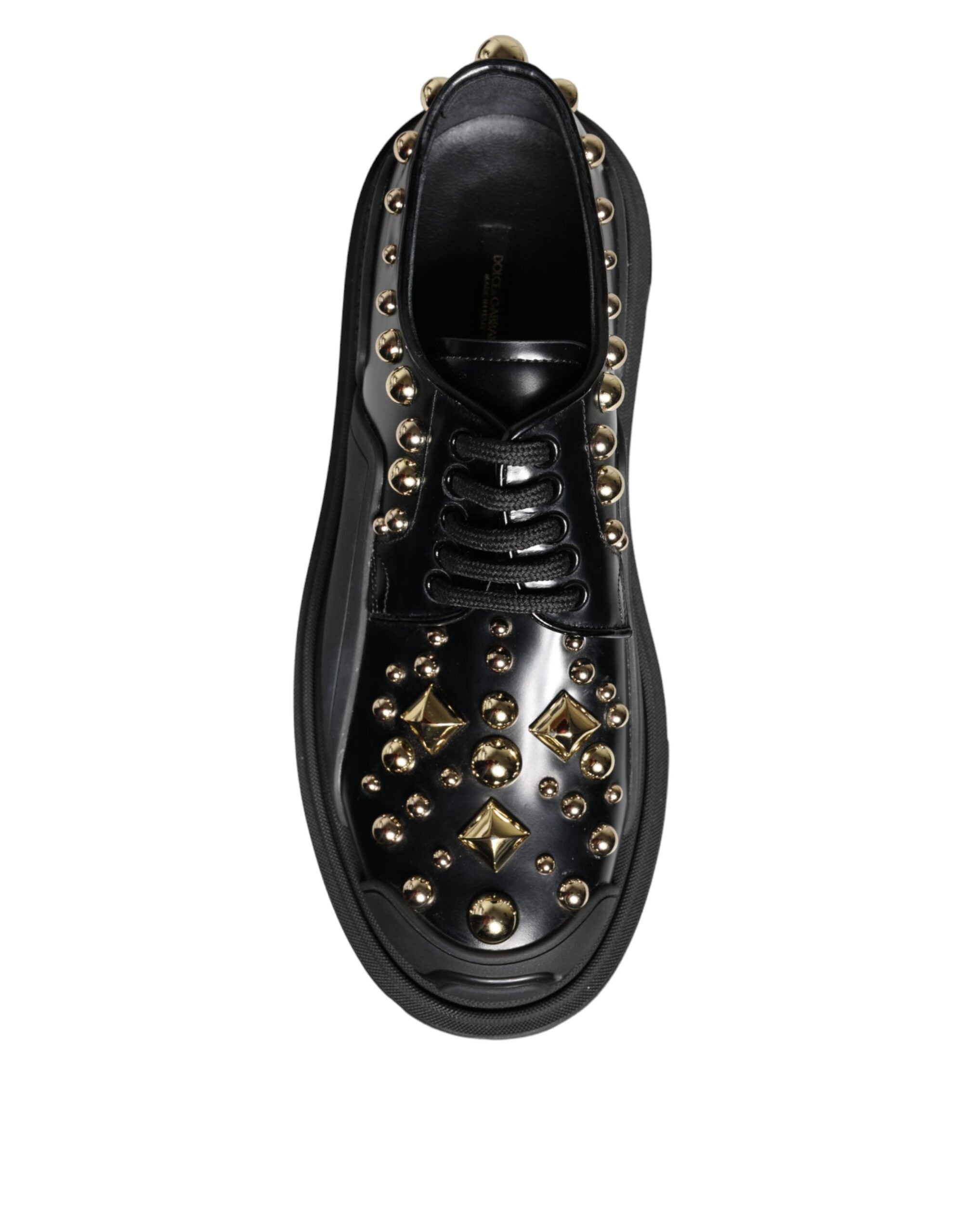 Dolce & Gabbana Black Leather Trekking Derby Embellished Shoes -   -  Dolce & Gabbana.