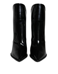 Dolce & Gabbana Black Patent Leather Pointed Ankle Boots Shoes -   -  Dolce & Gabbana.