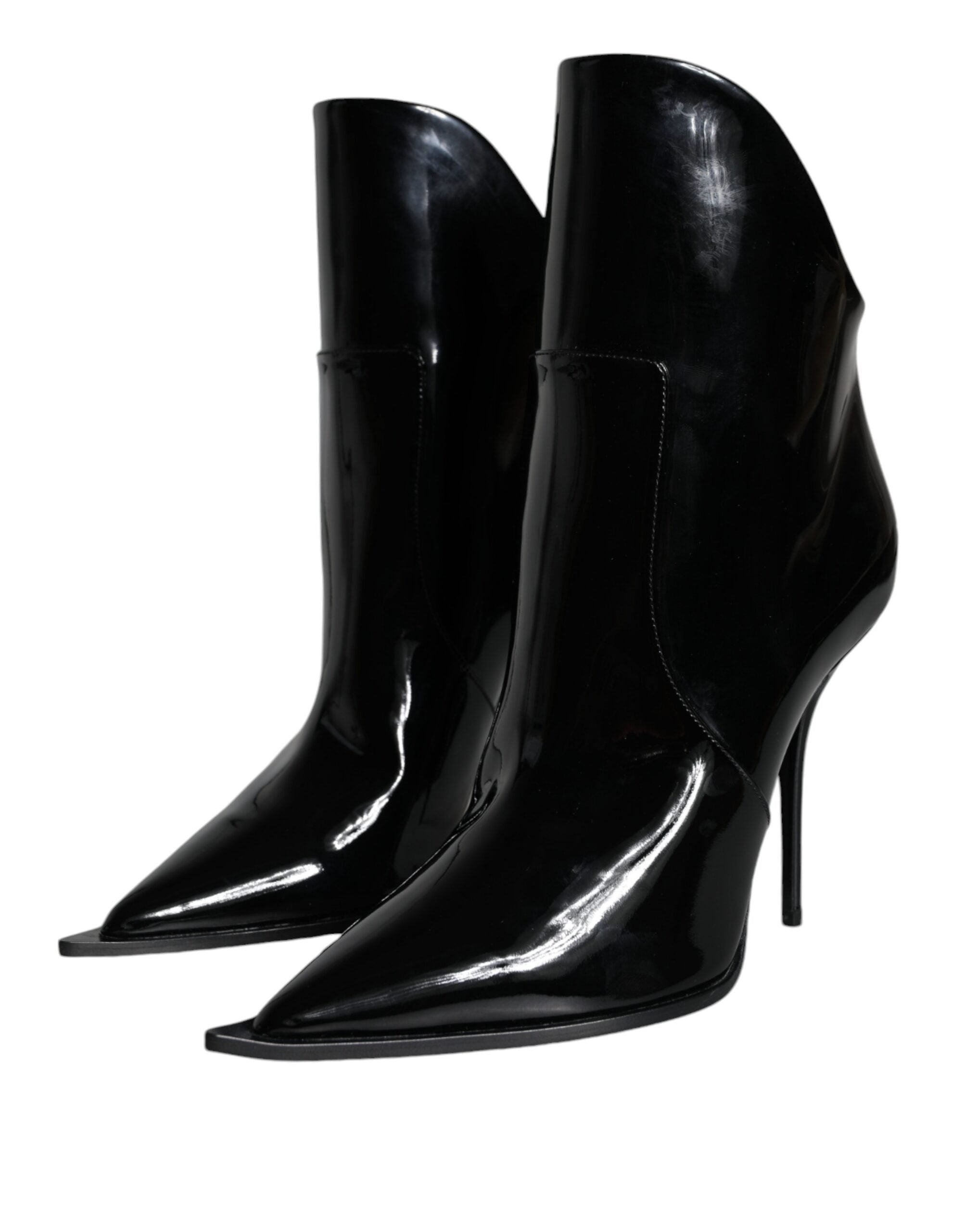 Dolce & Gabbana Black Patent Leather Pointed Ankle Boots Shoes -   -  Dolce & Gabbana.