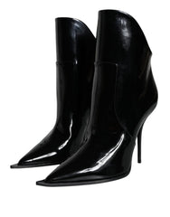 Dolce & Gabbana Black Patent Leather Pointed Ankle Boots Shoes -   -  Dolce & Gabbana.