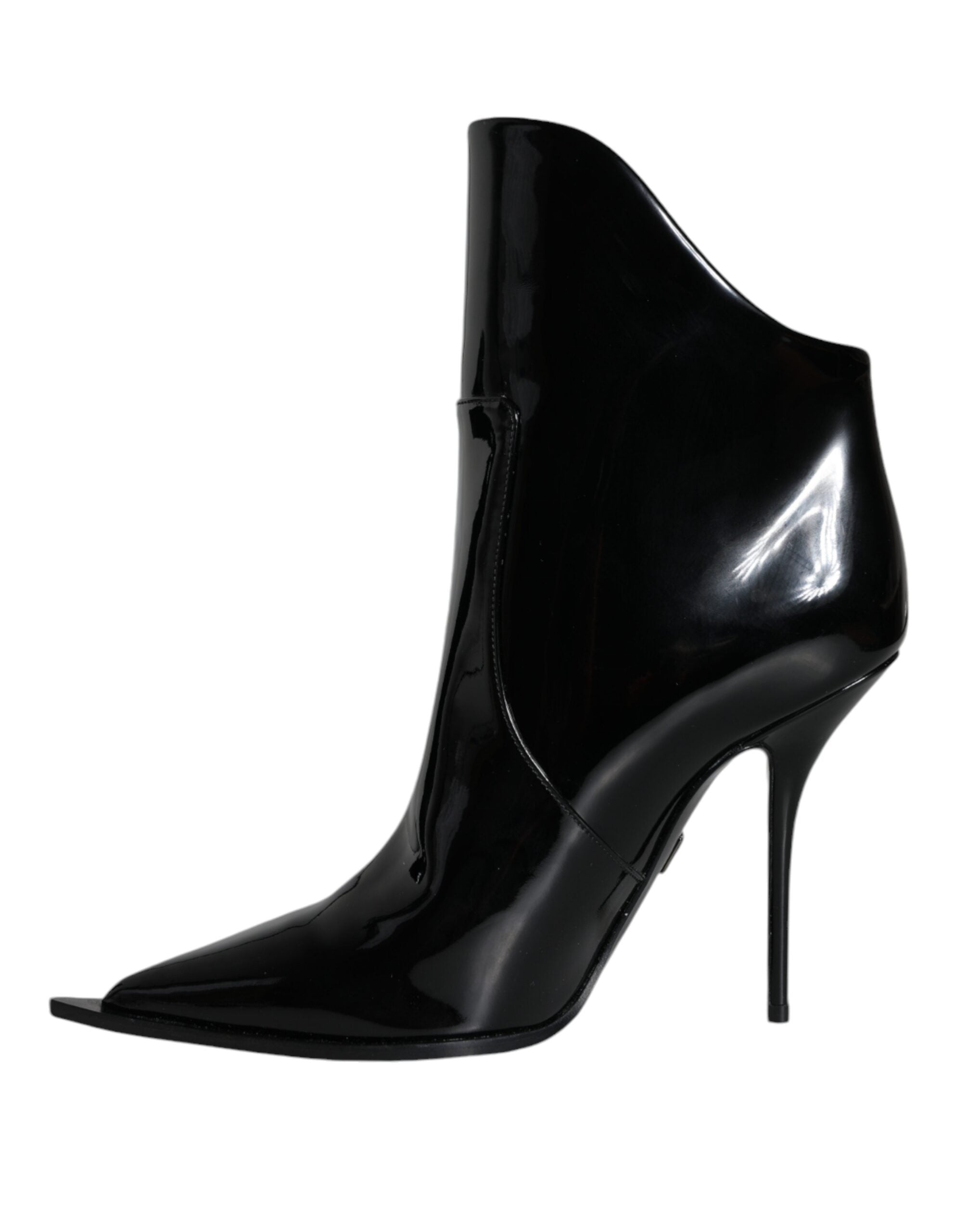 Dolce & Gabbana Black Patent Leather Pointed Ankle Boots Shoes -   -  Dolce & Gabbana.