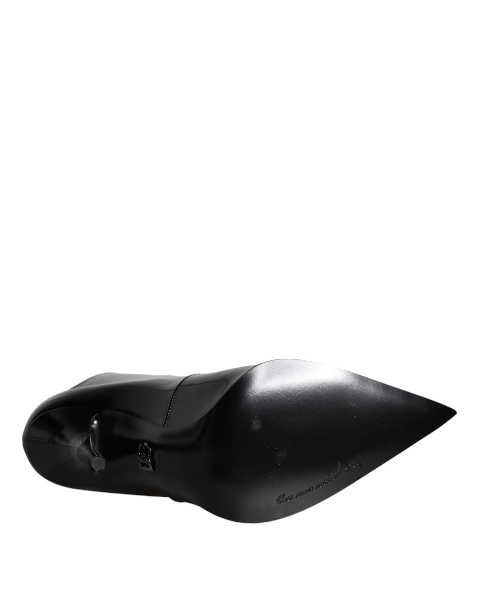 Dolce & Gabbana Black Patent Leather Pointed Ankle Boots Shoes -   -  Dolce & Gabbana.