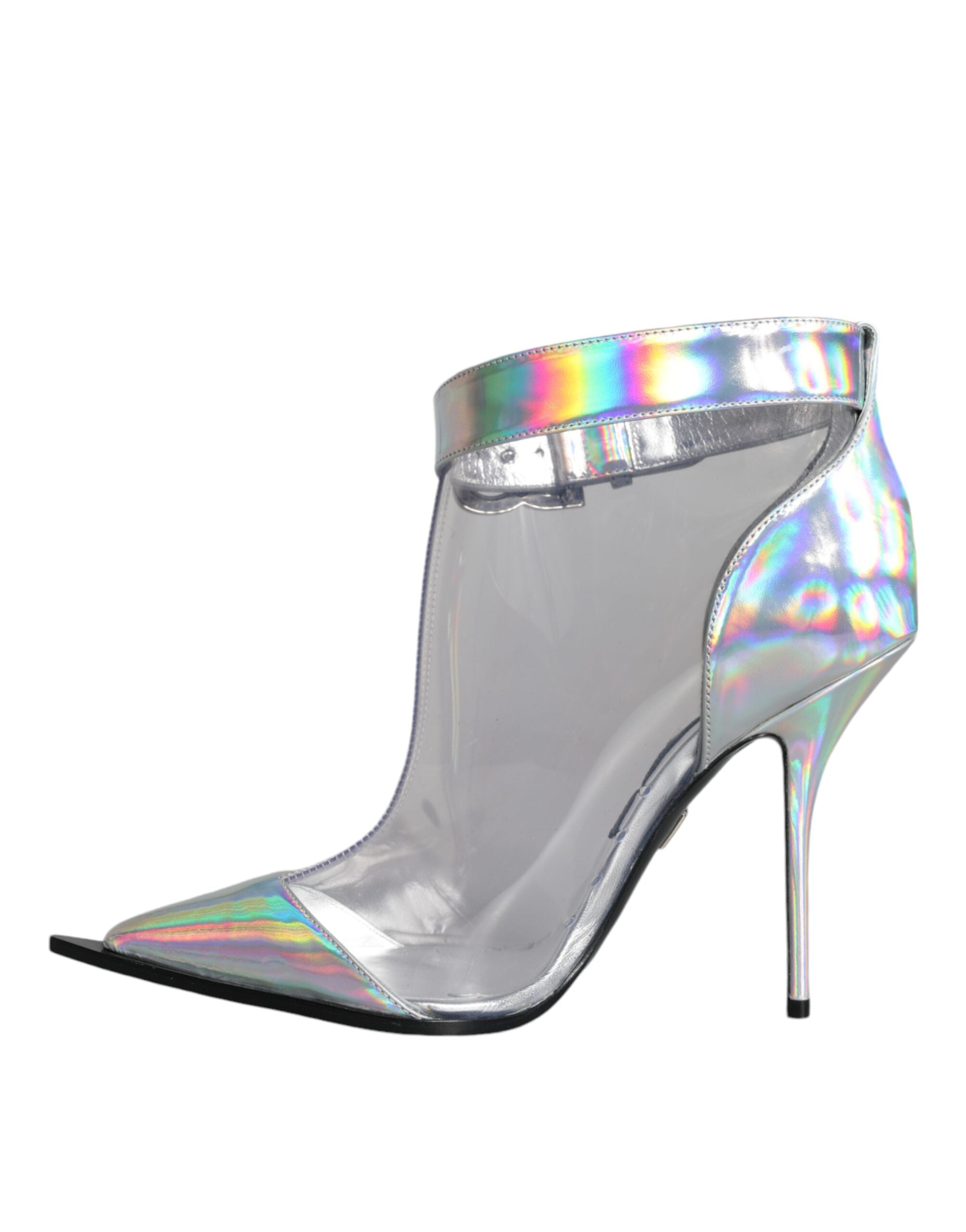Dolce & Gabbana Silver Iridescent PVC Pointed Short Boots Shoes -   -  Dolce & Gabbana.