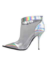 Dolce & Gabbana Silver Iridescent PVC Pointed Short Boots Shoes -   -  Dolce & Gabbana.