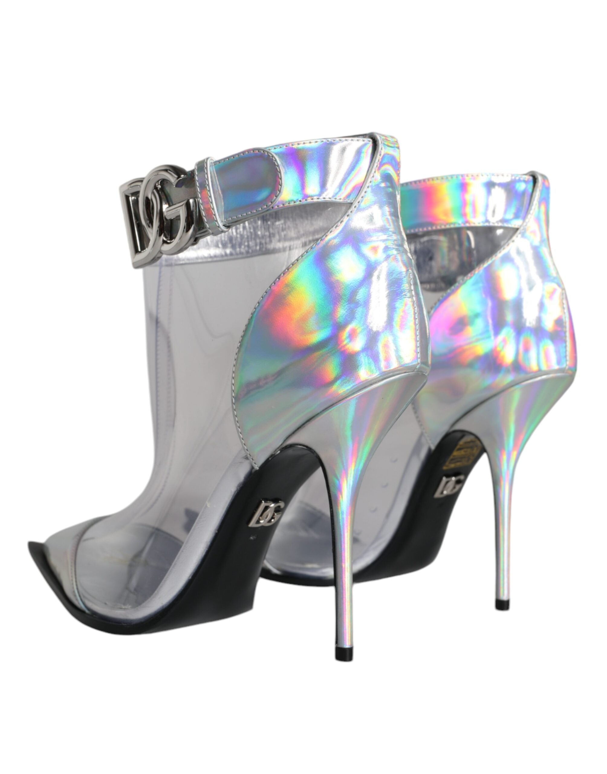 Dolce & Gabbana Silver Iridescent PVC Pointed Short Boots Shoes -   -  Dolce & Gabbana.