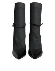 Dolce & Gabbana Black Leather Stilettos Booties Socks Shoes -   -  Dolce & Gabbana.