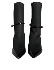 Dolce & Gabbana Black Leather Stilettos Booties Socks Shoes -   -  Dolce & Gabbana.