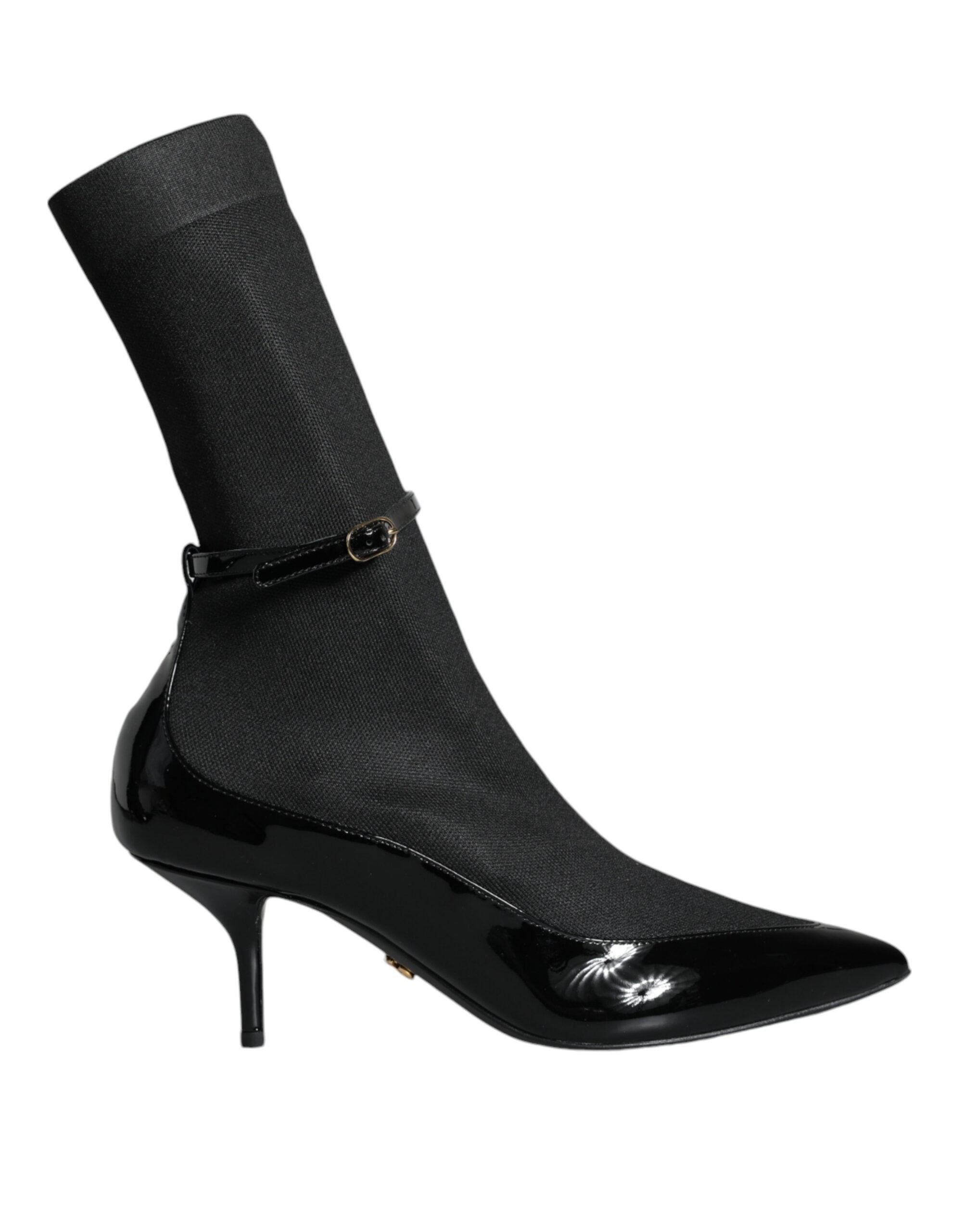 Dolce & Gabbana Black Leather Stilettos Booties Socks Shoes -   -  Dolce & Gabbana.