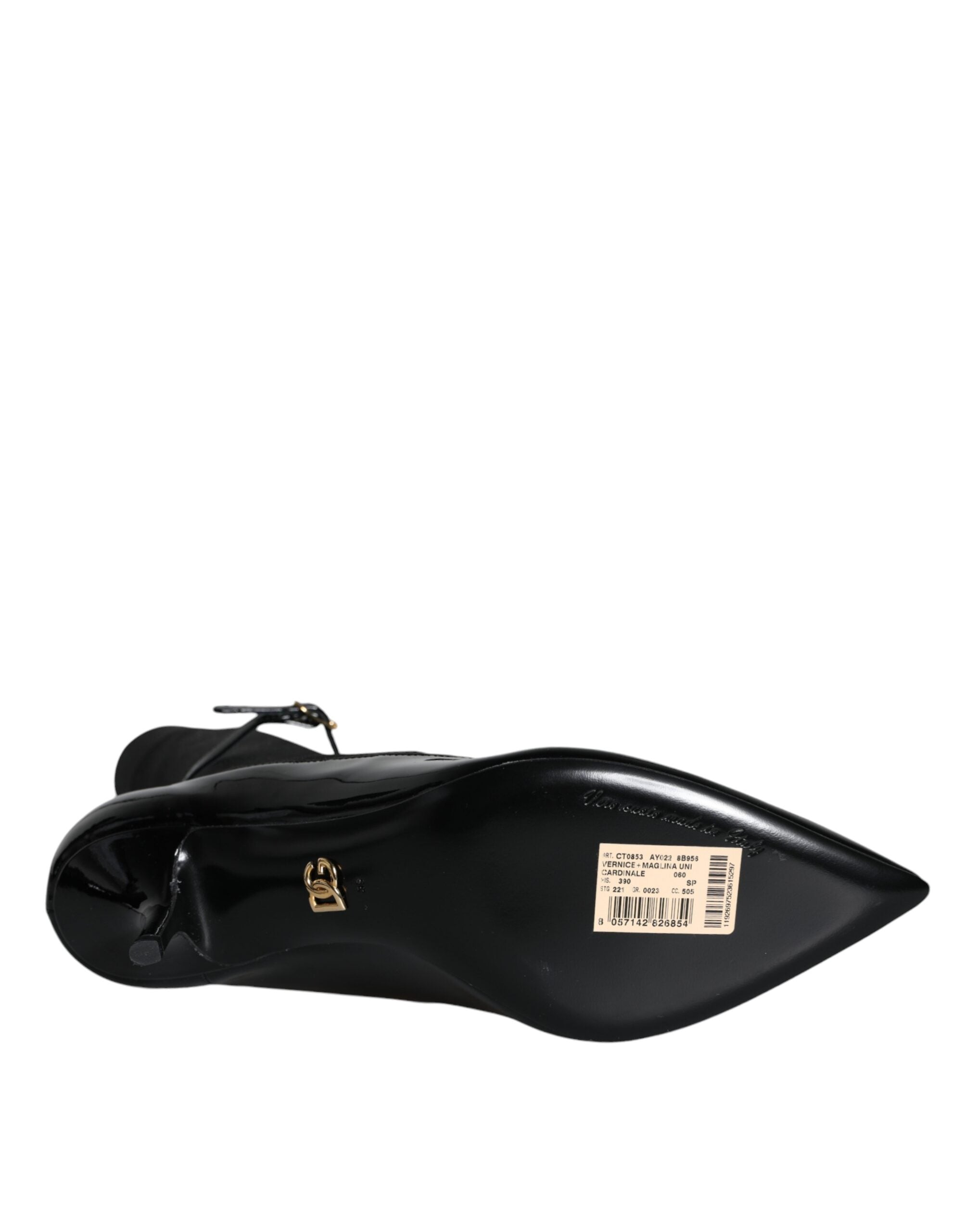 Dolce & Gabbana Black Leather Stilettos Booties Socks Shoes -   -  Dolce & Gabbana.