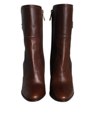 Dolce & Gabbana Brown Leather Heels Mid Calf Boots Shoes -   -  Dolce & Gabbana.