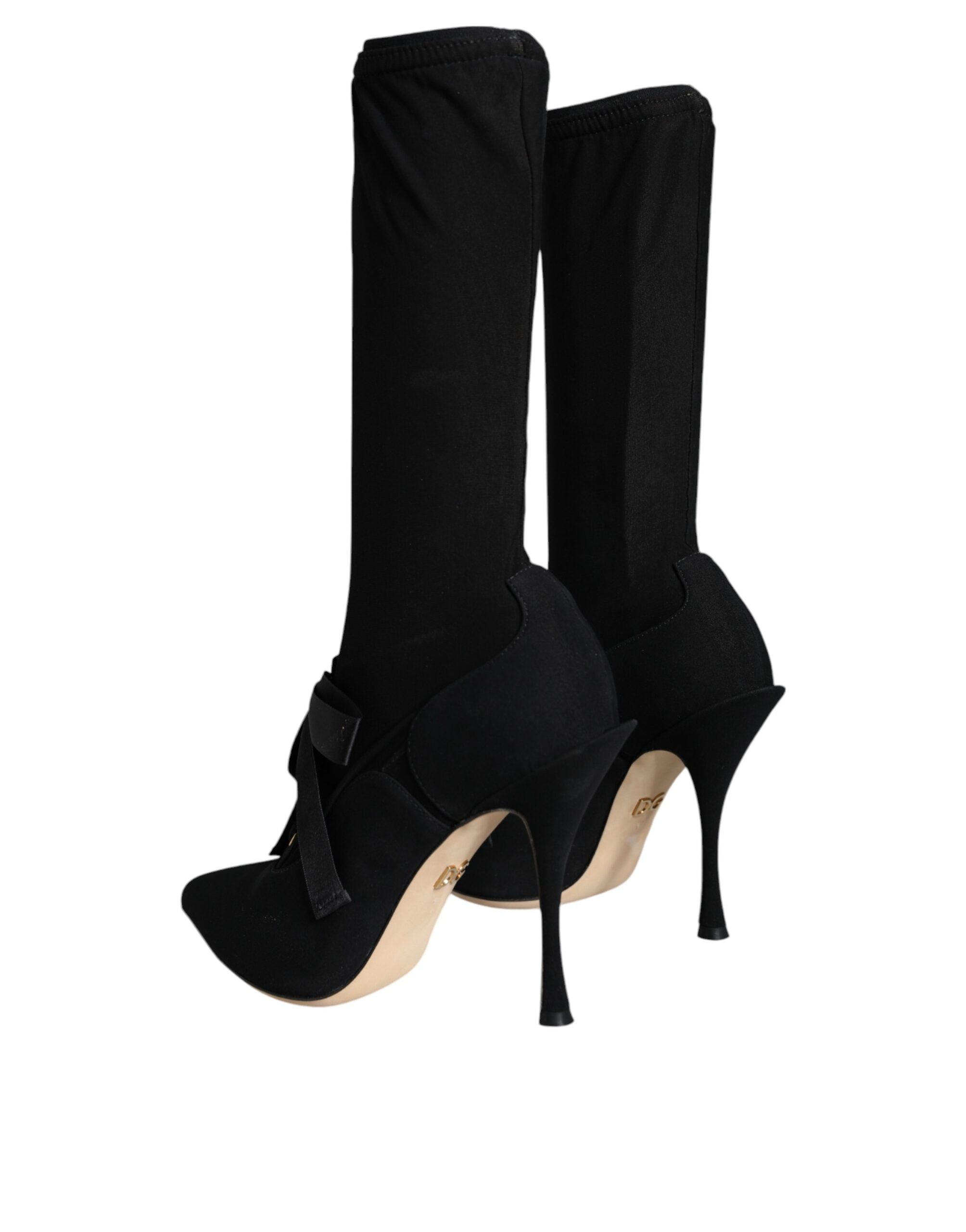 Dolce & Gabbana Black Stiletto Heels Mid Calf Boots Shoes -   -  Dolce & Gabbana.