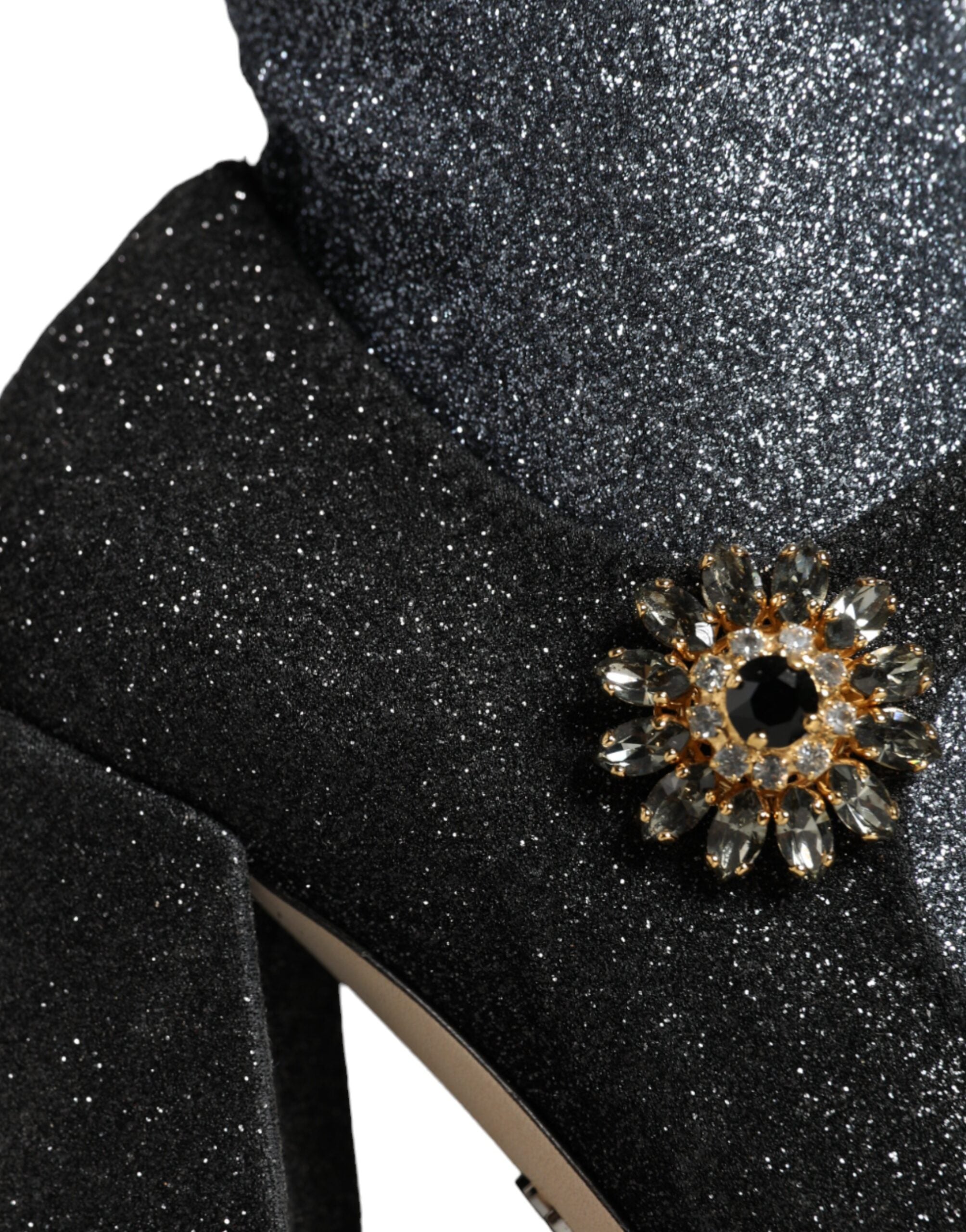 Dolce & Gabbana Black Crystal Mary Janes Booties Shoes -   -  Dolce & Gabbana.