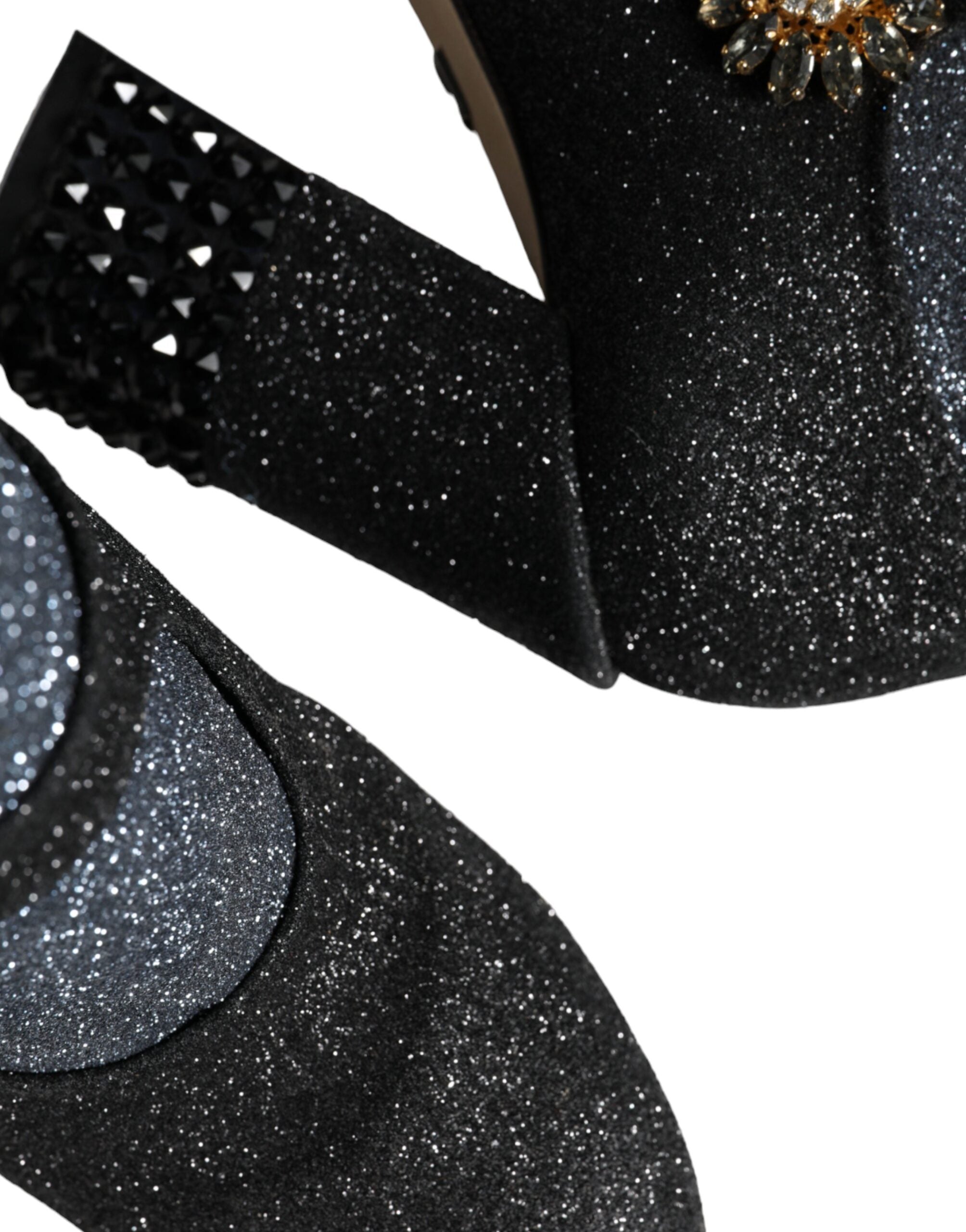 Dolce & Gabbana Black Crystal Mary Janes Booties Shoes -   -  Dolce & Gabbana.