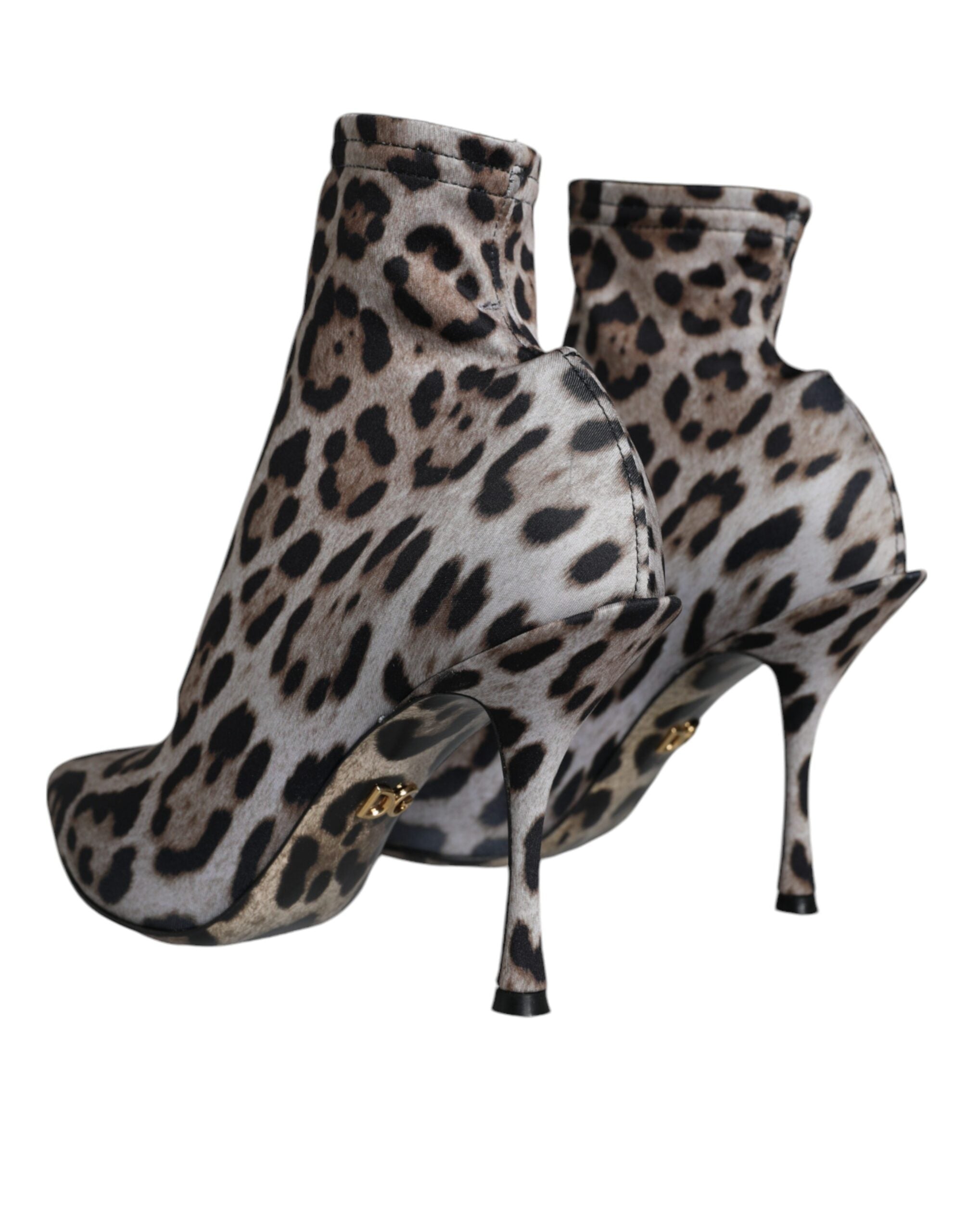Dolce & Gabbana Gray Leopard Stretch Heels Ankle Boots Shoes -   -  Dolce & Gabbana.