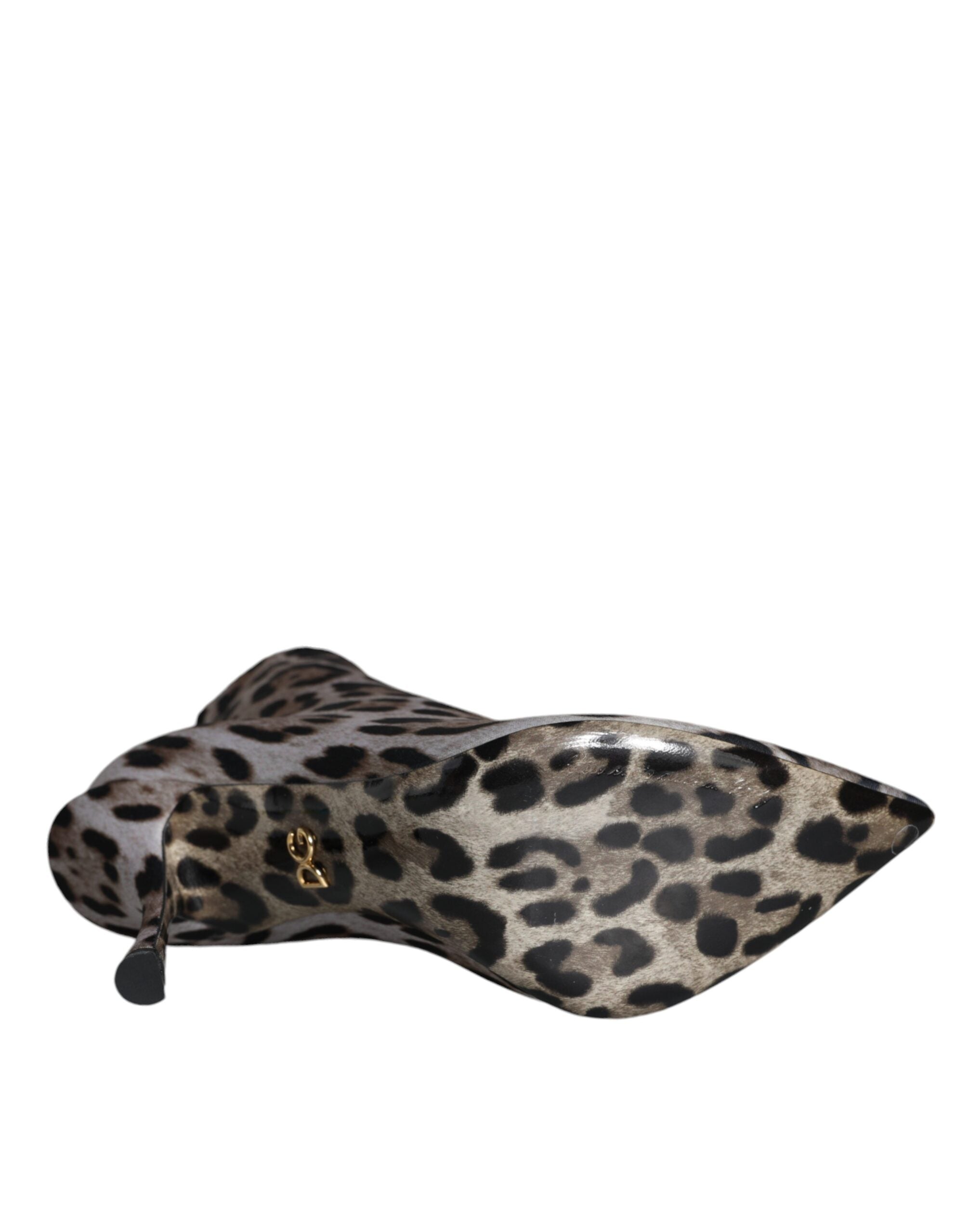 Dolce & Gabbana Gray Leopard Stretch Heels Ankle Boots Shoes -   -  Dolce & Gabbana.