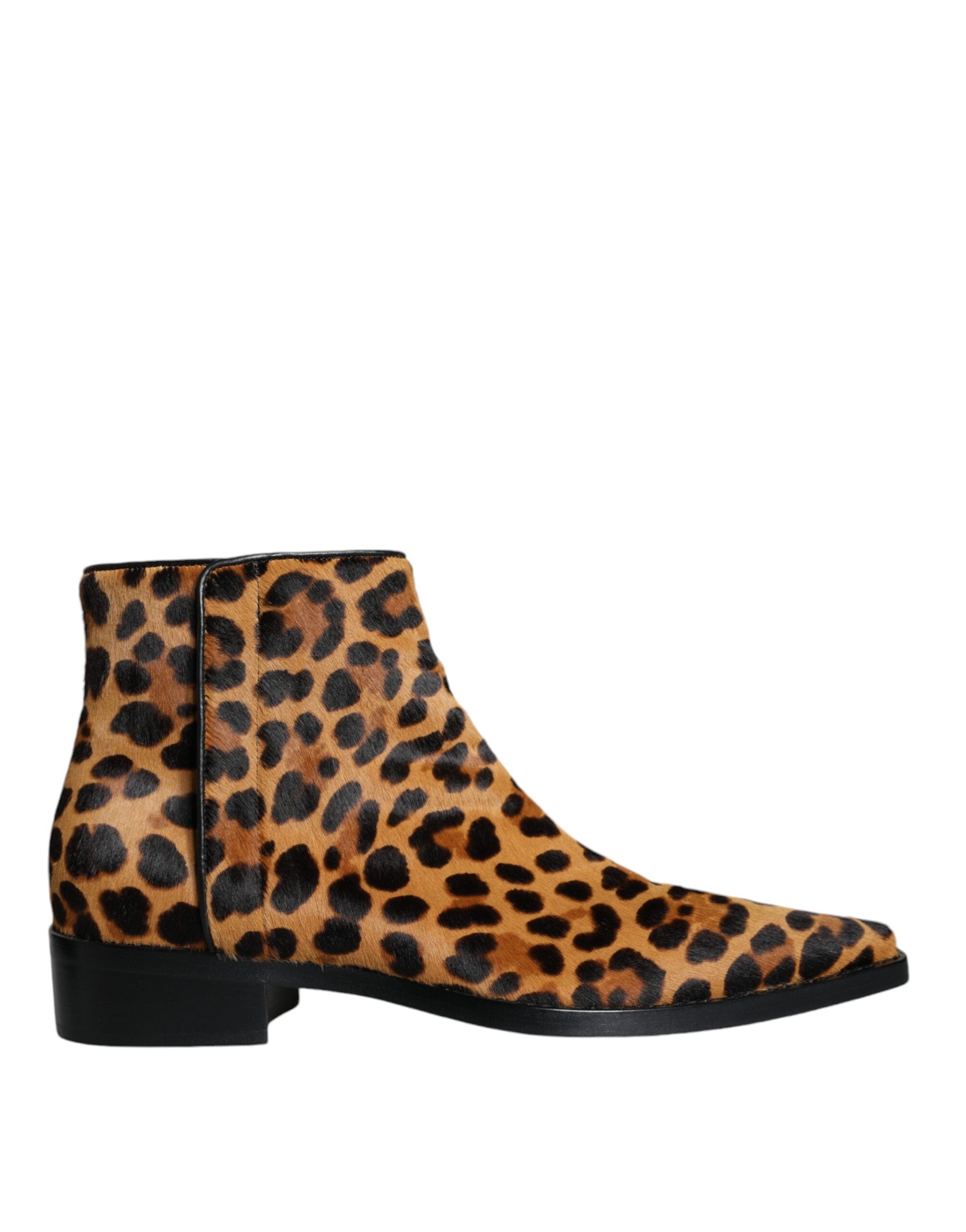 Dolce & Gabbana Brown Leopard Calf Fur Ankle Boots Shoes -   -  Dolce & Gabbana.