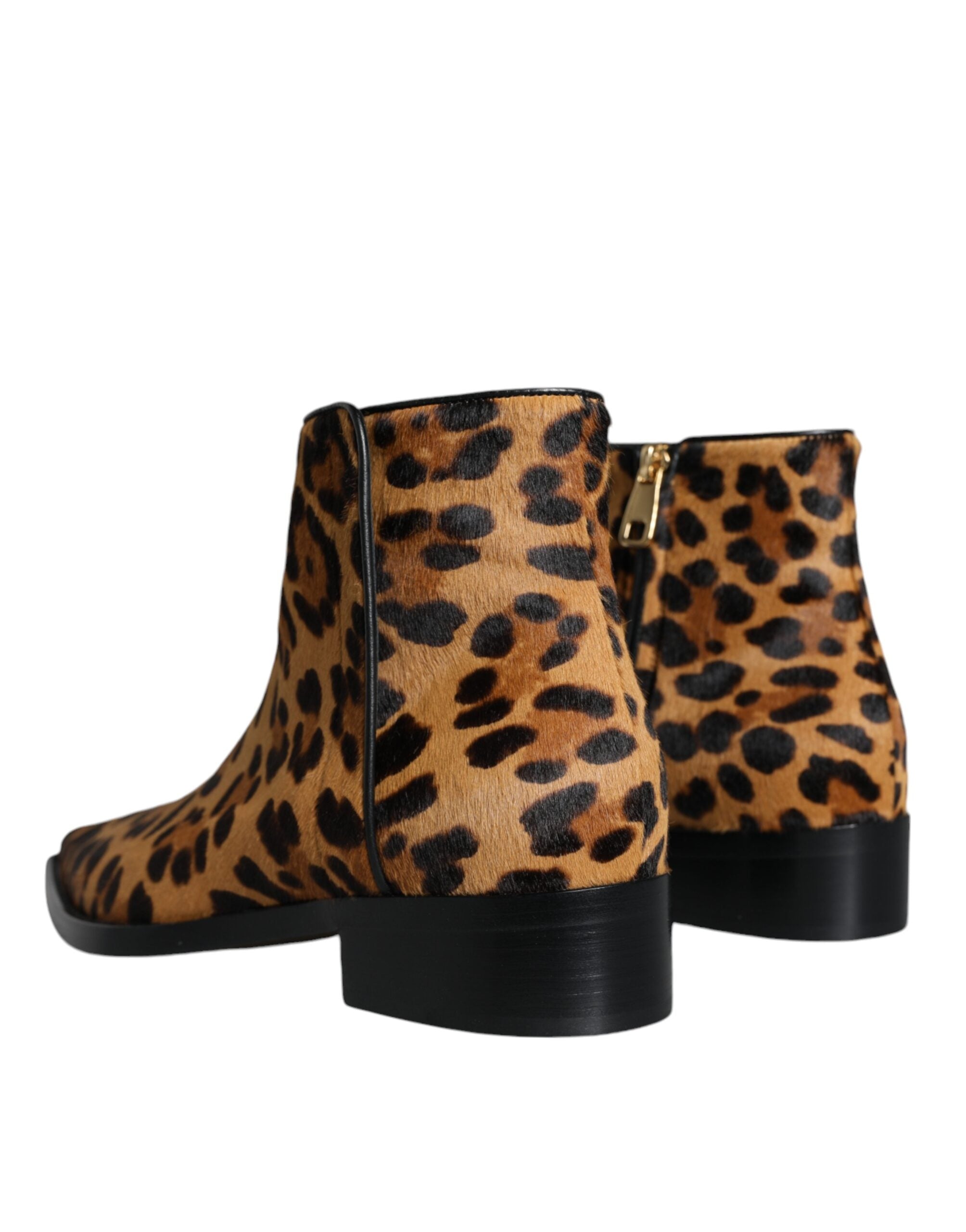 Dolce & Gabbana Brown Leopard Calf Fur Ankle Boots Shoes -   -  Dolce & Gabbana.