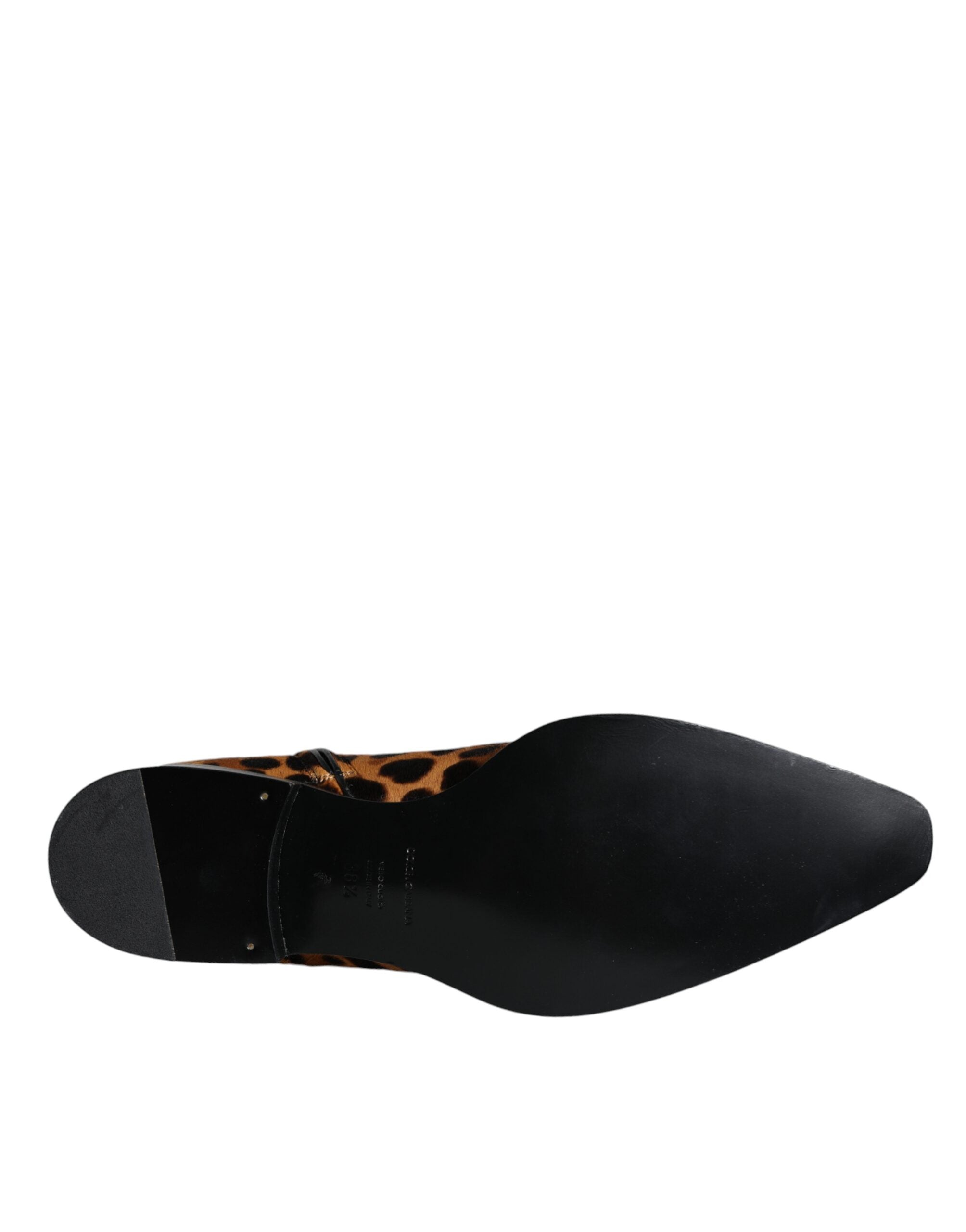 Dolce & Gabbana Brown Leopard Calf Fur Ankle Boots Shoes -   -  Dolce & Gabbana.