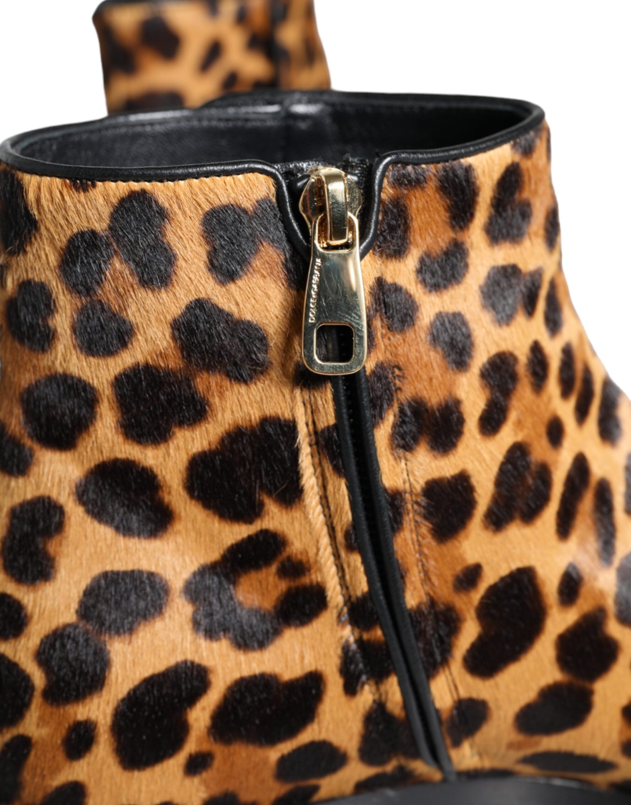 Dolce & Gabbana Brown Leopard Calf Fur Ankle Boots Shoes -   -  Dolce & Gabbana.