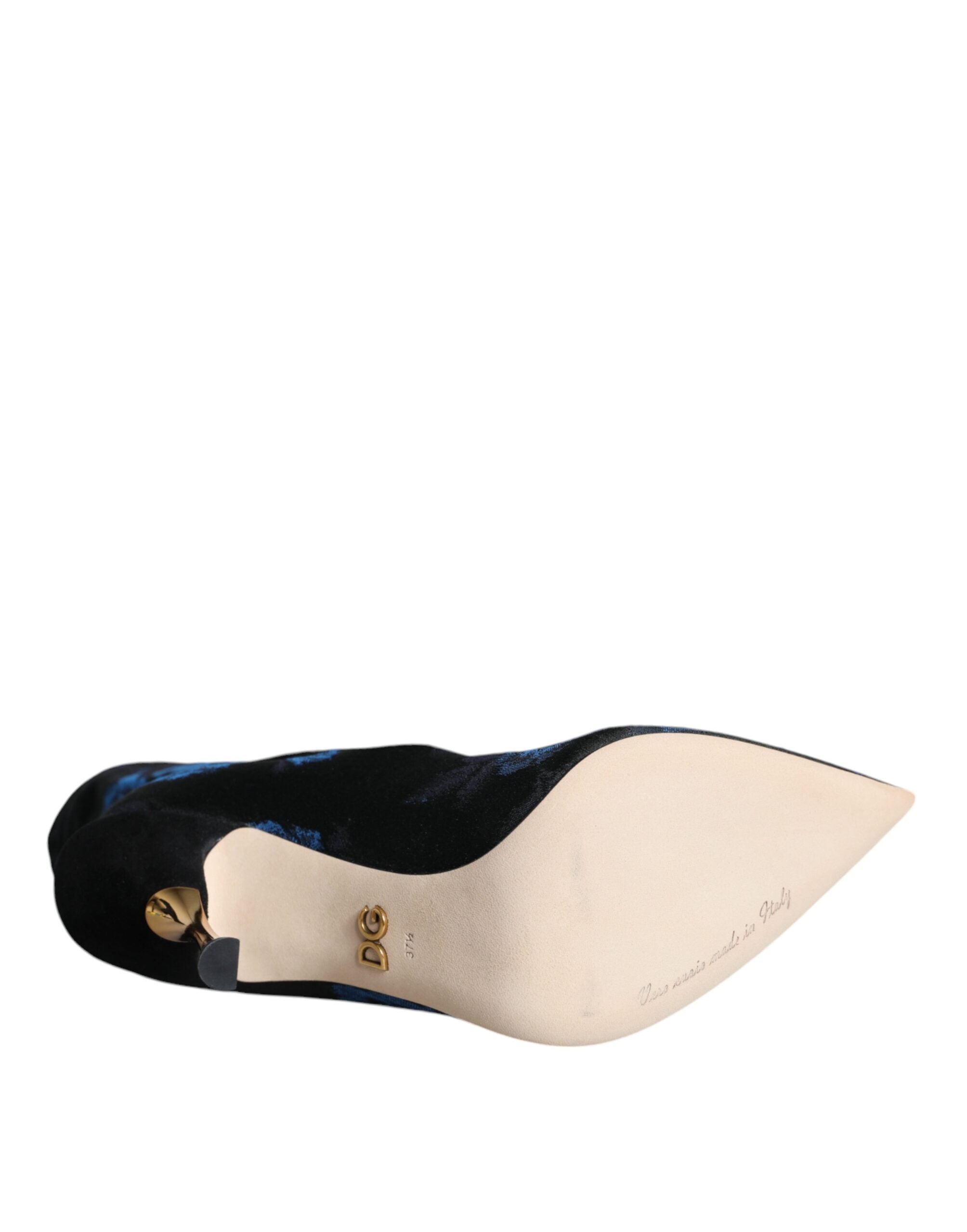 Dolce & Gabbana Black Floral Stretch Mid Calf Boots Shoes -   -  Dolce & Gabbana.