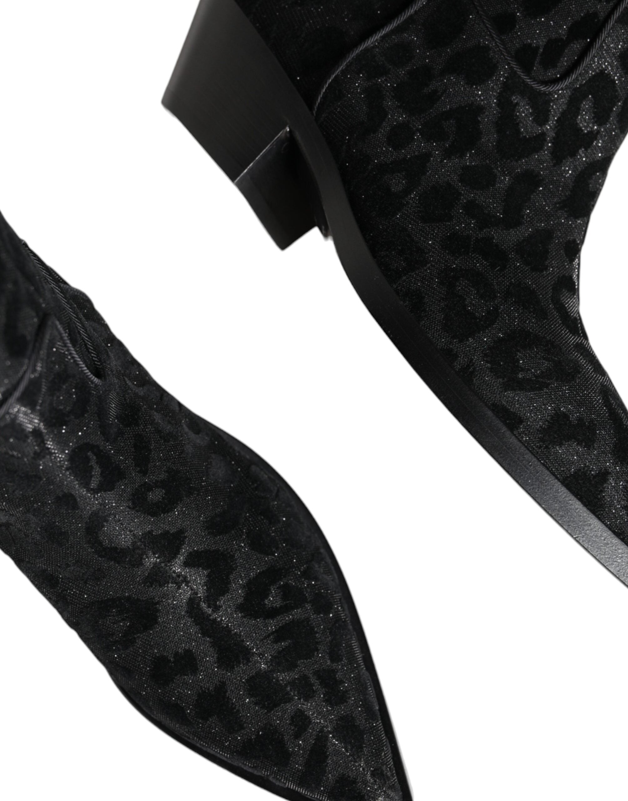 Dolce & Gabbana Black Gray Leopard Cowboy Boots Shoes -   -  Dolce & Gabbana.