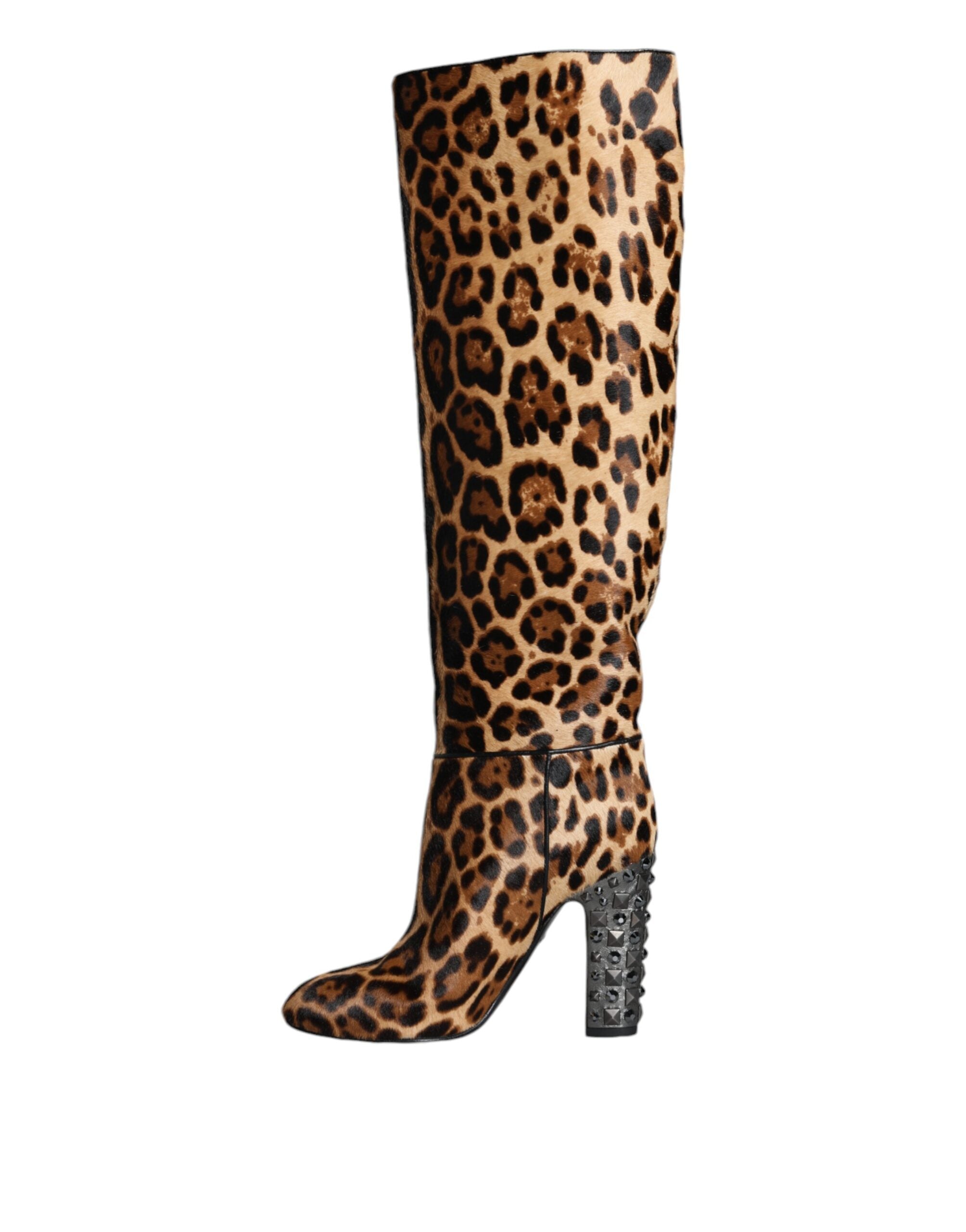 Dolce & Gabbana Beige Black Leopard Knee High Boots Shoes -   -  Dolce & Gabbana.