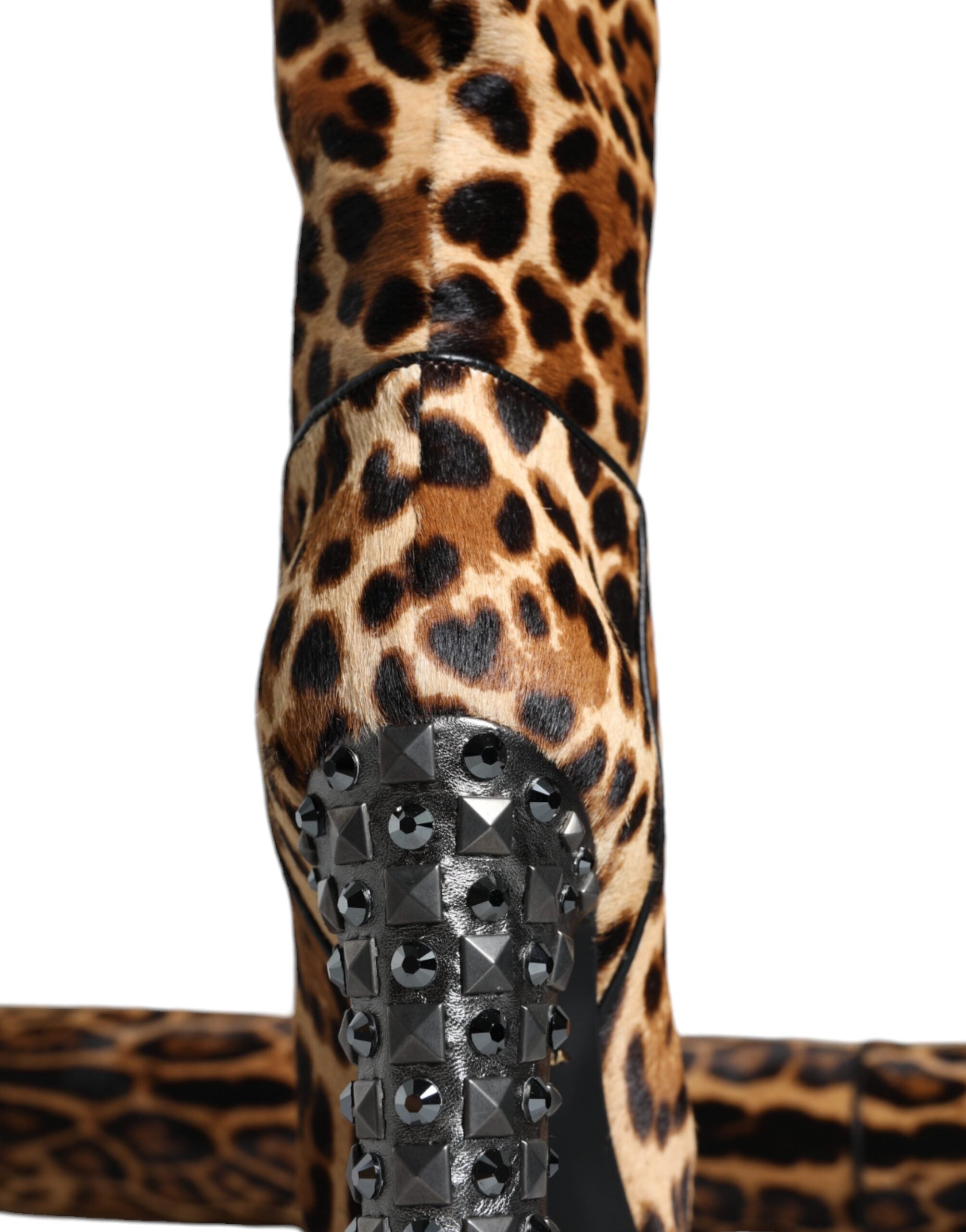 Dolce & Gabbana Beige Black Leopard Knee High Boots Shoes -   -  Dolce & Gabbana.