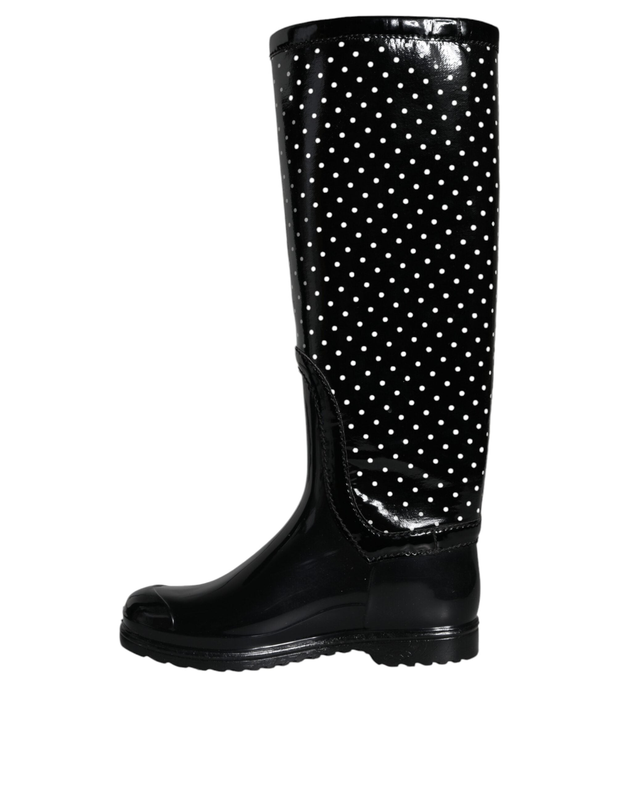 Dolce & Gabbana Black Polka Dot Rubber Knee High Boots Shoes -   -  Dolce & Gabbana.