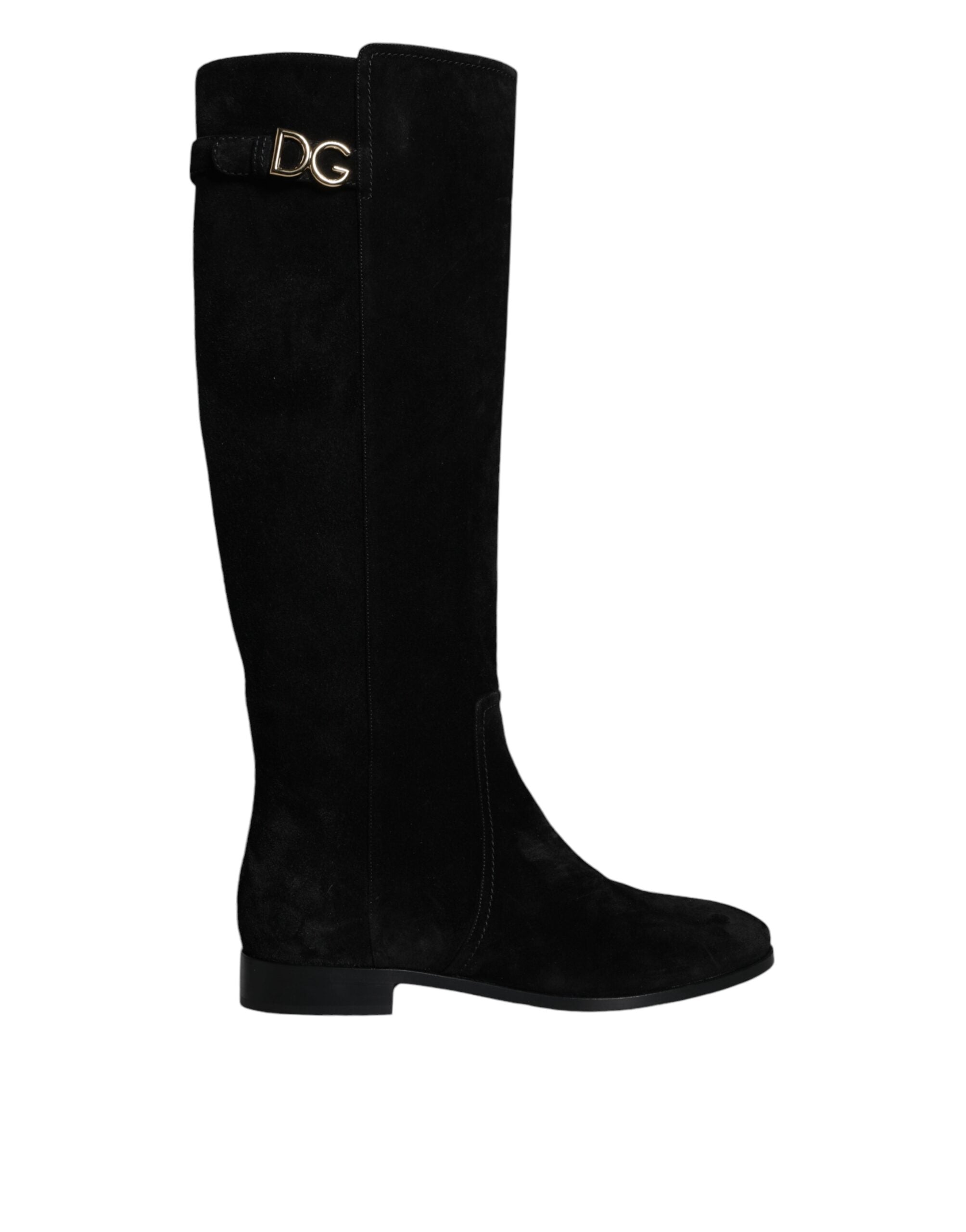 Dolce & Gabbana Black Suede Leather Knee High Boots Shoes -   -  Dolce & Gabbana.