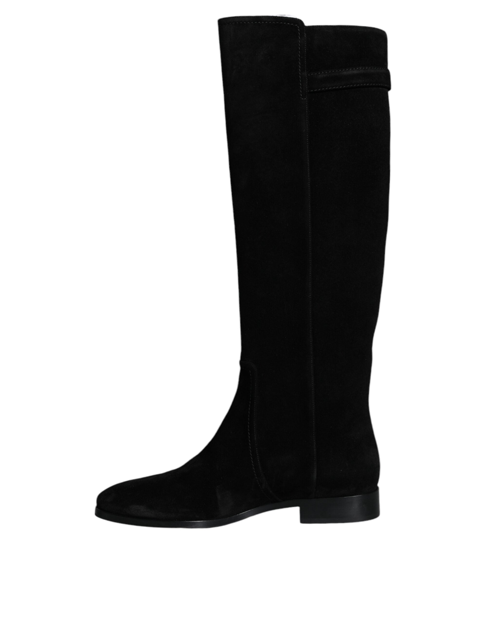Dolce & Gabbana Black Suede Leather Knee High Boots Shoes -   -  Dolce & Gabbana.