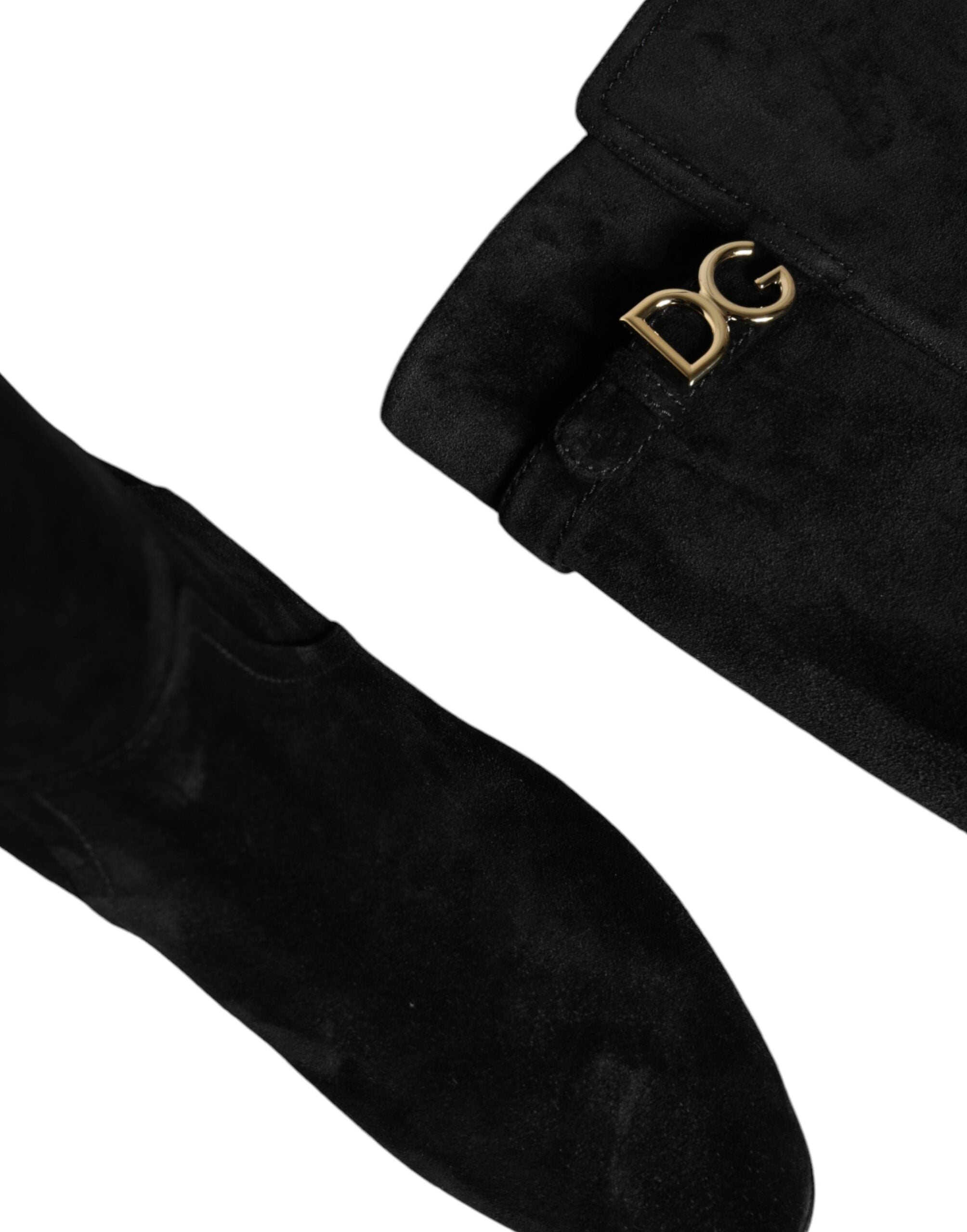 Dolce & Gabbana Black Suede Leather Knee High Boots Shoes -   -  Dolce & Gabbana.