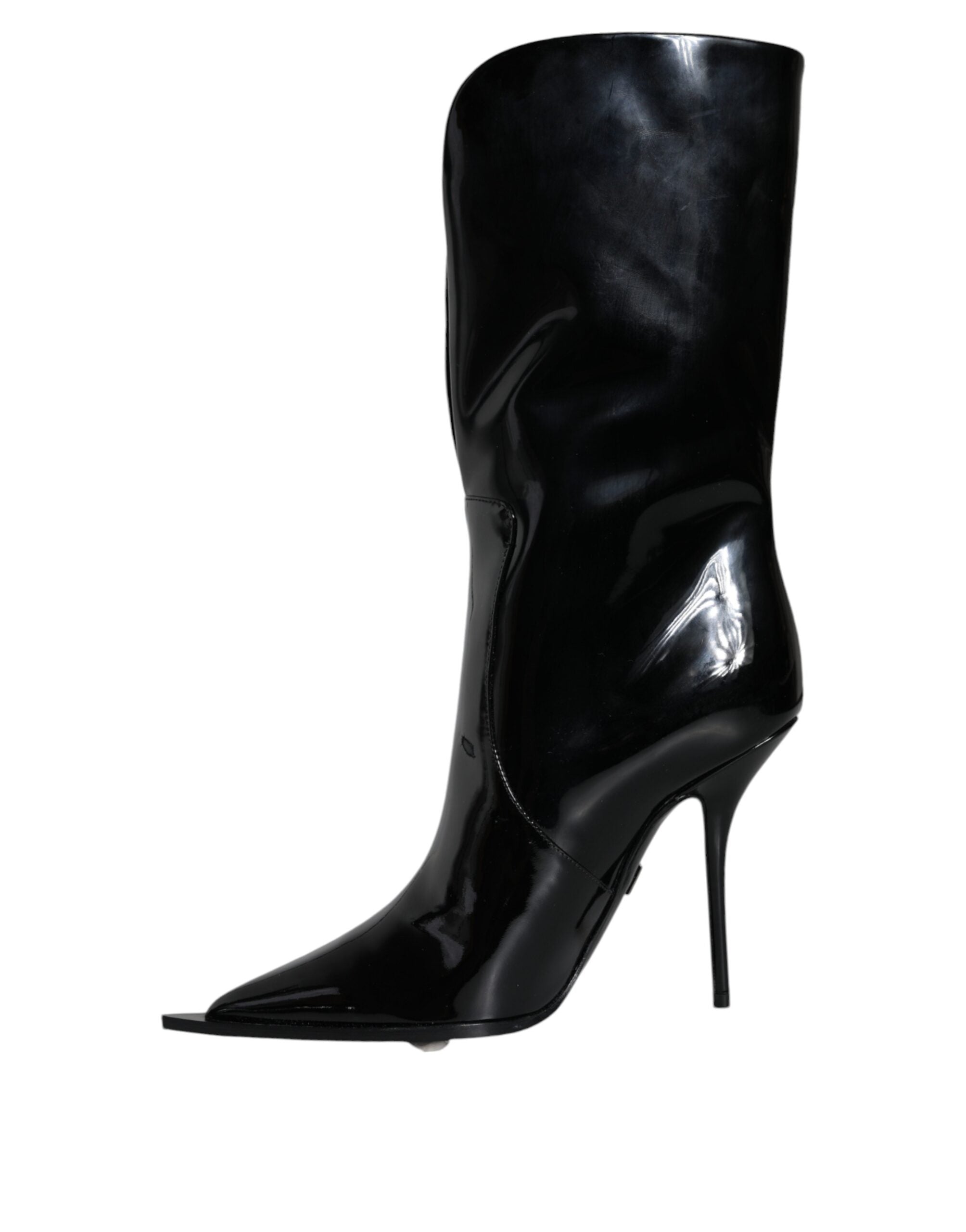 Dolce & Gabbana Black Patent Leather Mid Calf Boots Shoes -   -  Dolce & Gabbana.